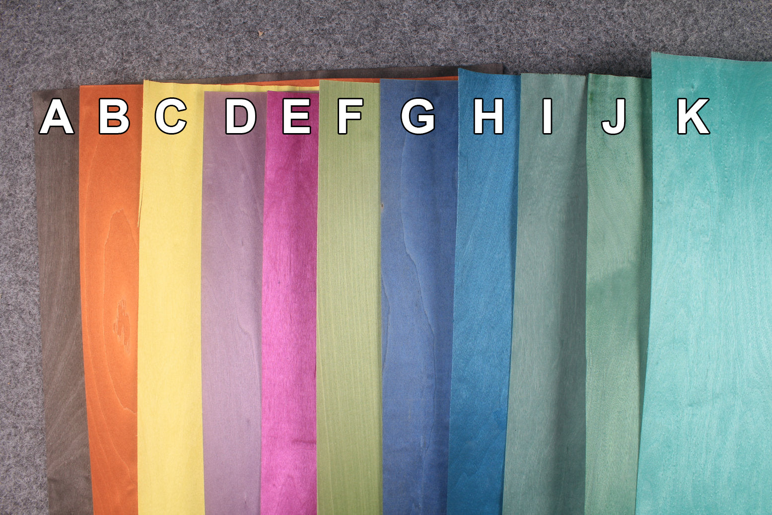 various colored veneers for cue making