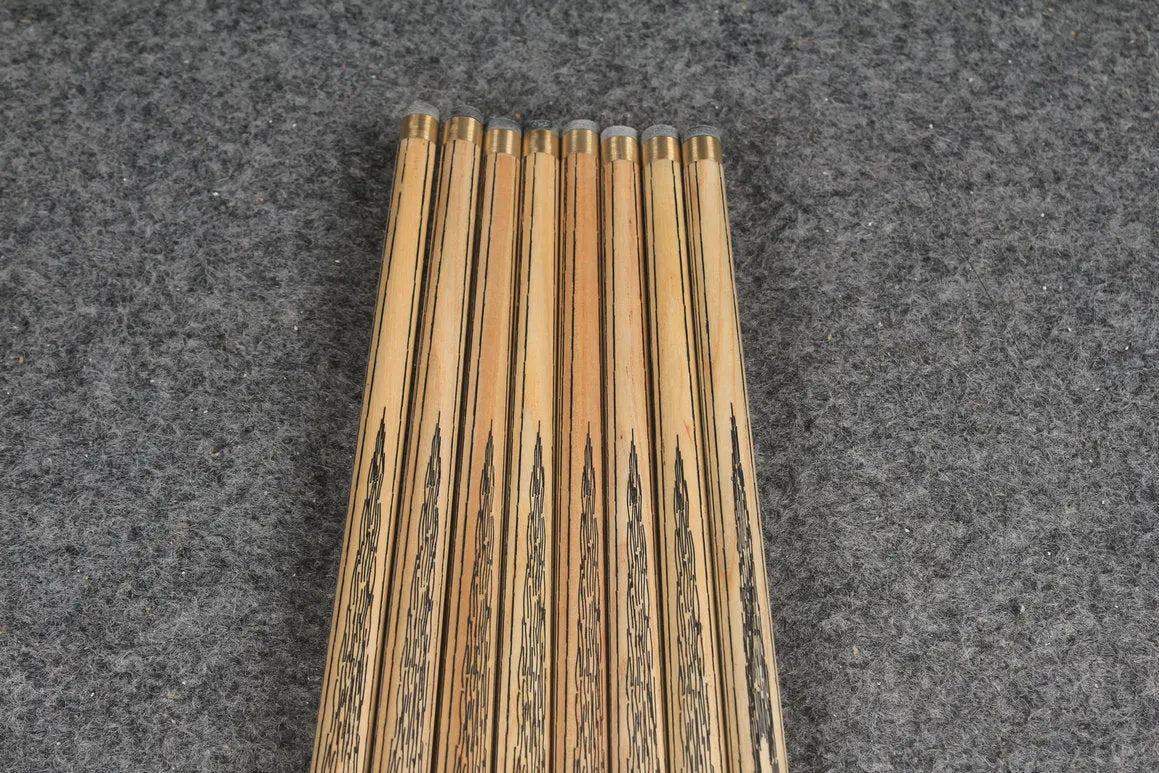 CHEVRONS+ WOODS 1/2 handmade ash english pool cue #1631-#1638 WOODS CUES