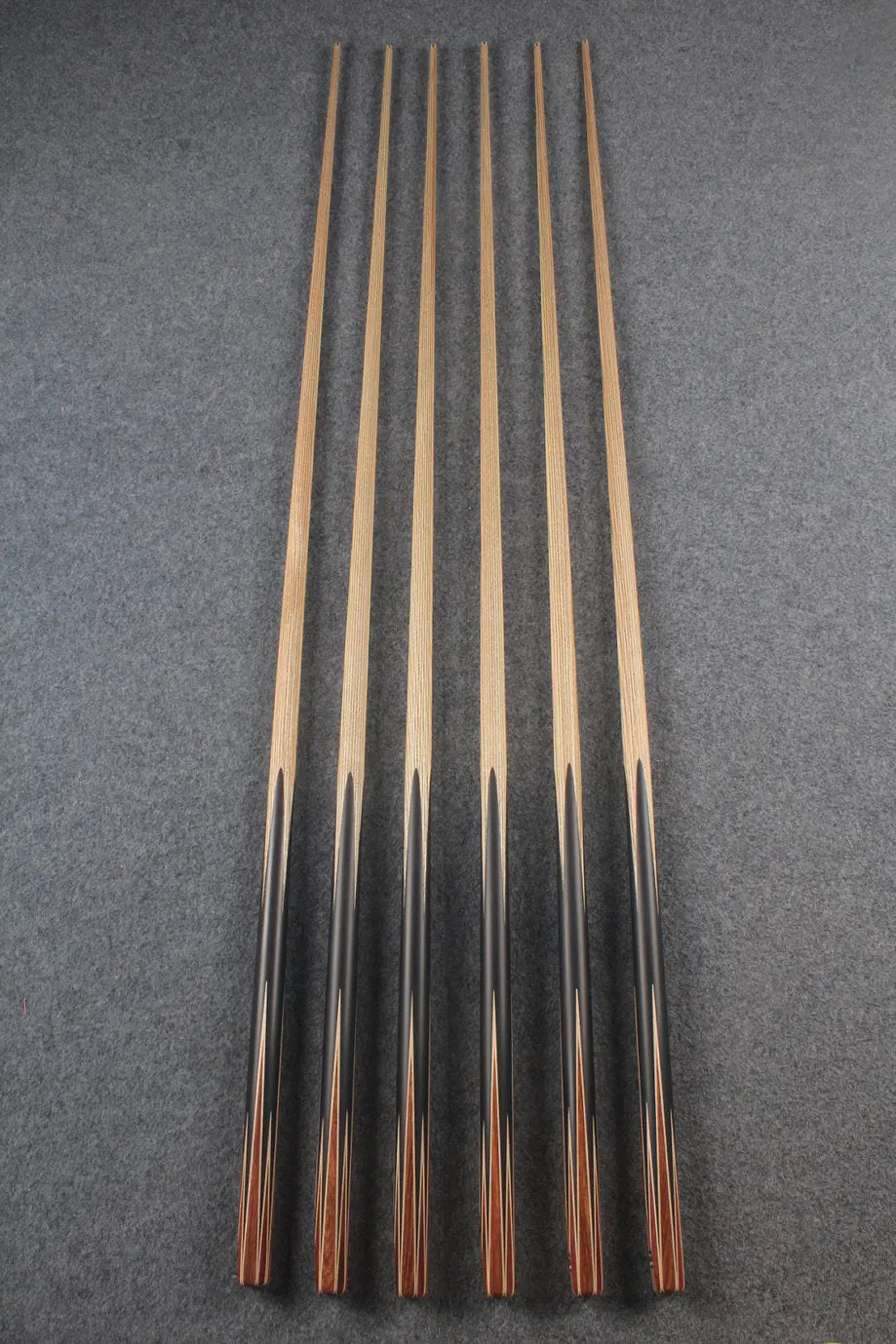 CHEVRONS+ 1 piece ash english pool cue 8 x points butt #5502- #5507 WOODS CUES