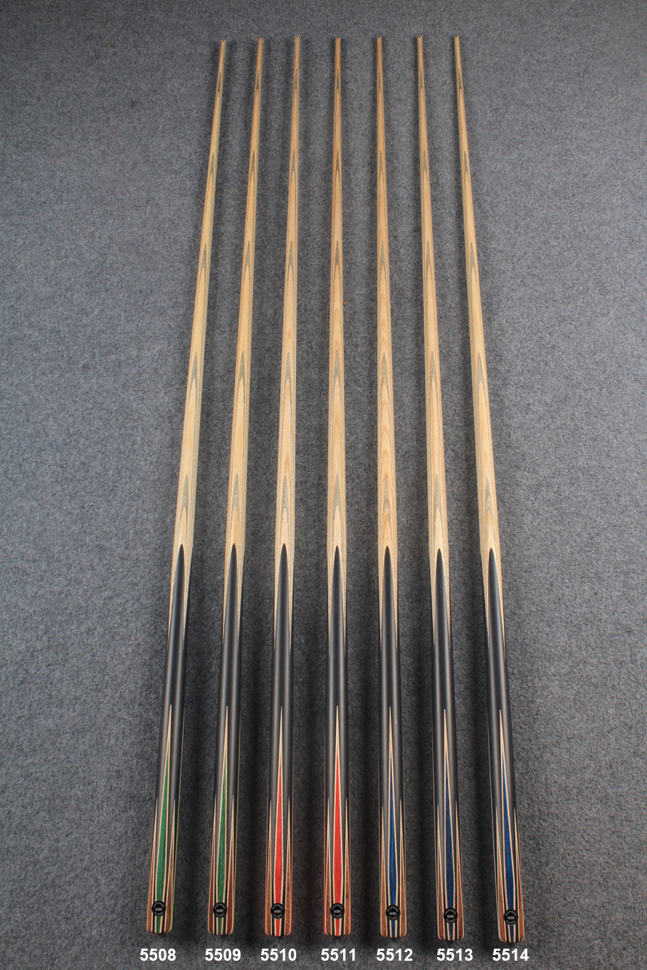 CHEVRONS+ 1 piece ash english pool cue 8 x points butt #5508- #5514 WOODS CUES