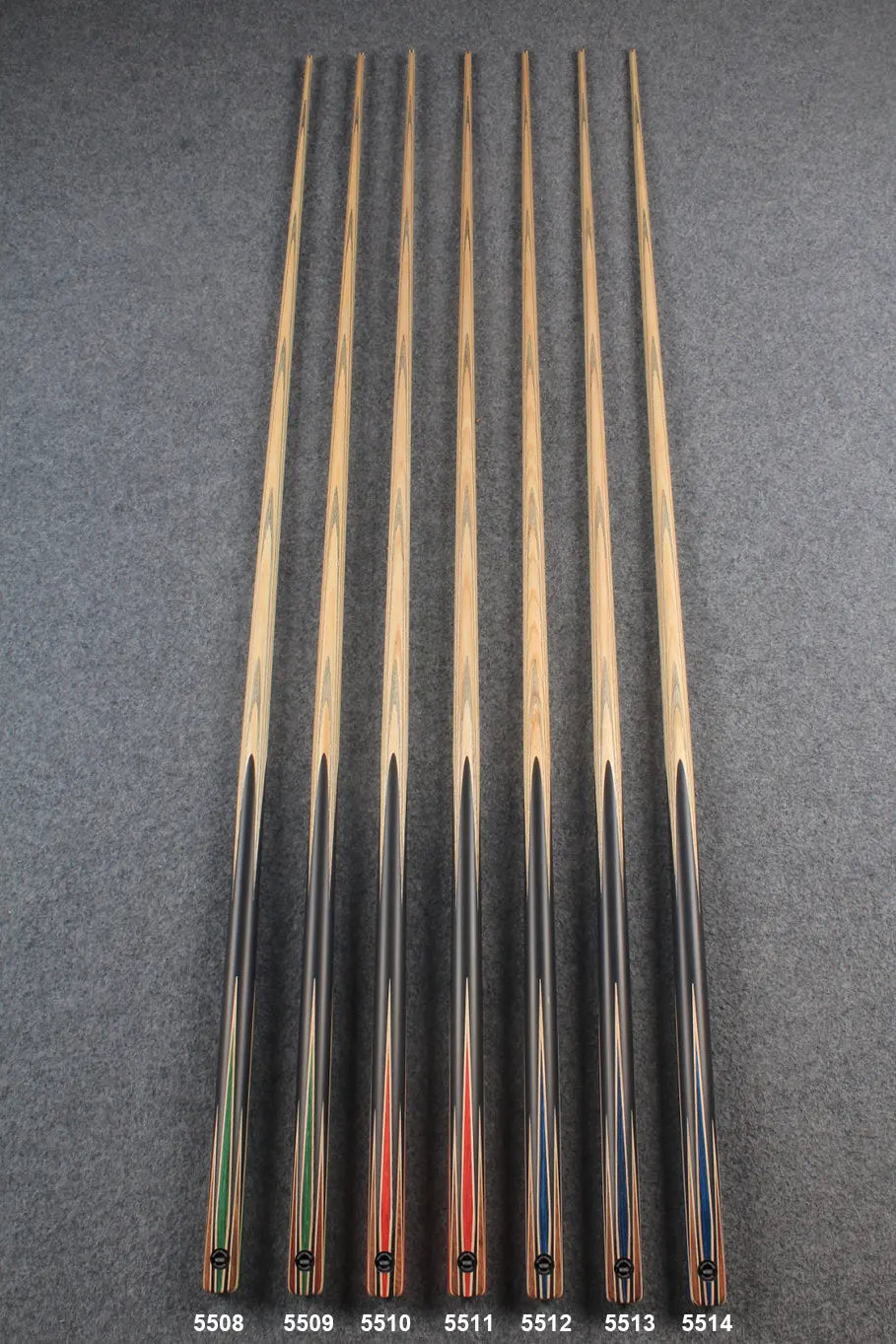 CHEVRONS+ 1 piece ash english pool cue 8 x points butt #5508- #5514 WOODS CUES