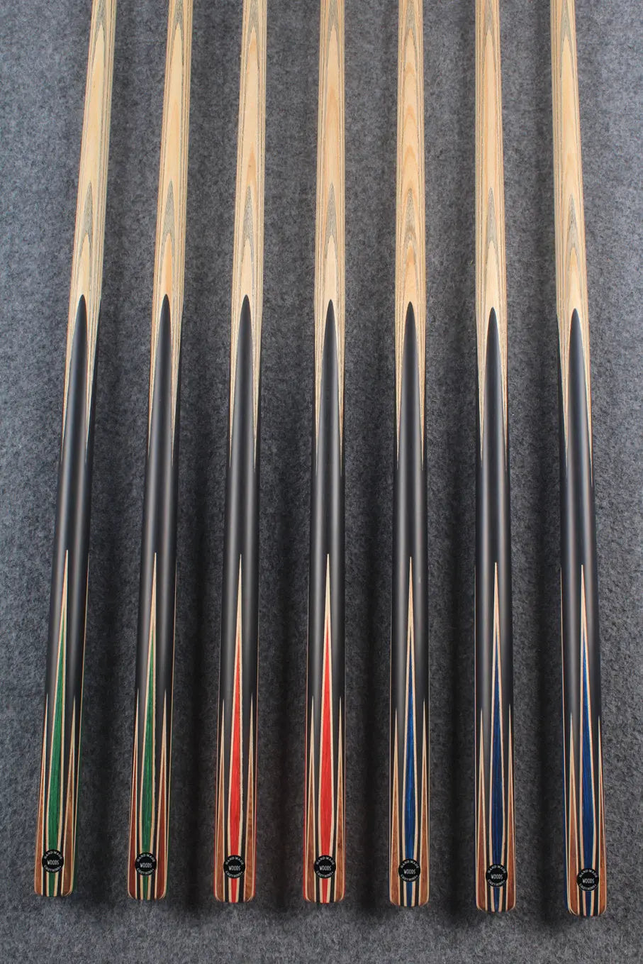 CHEVRONS+ 1 piece ash english pool cue 8 x points butt #5508- #5514 WOODS CUES