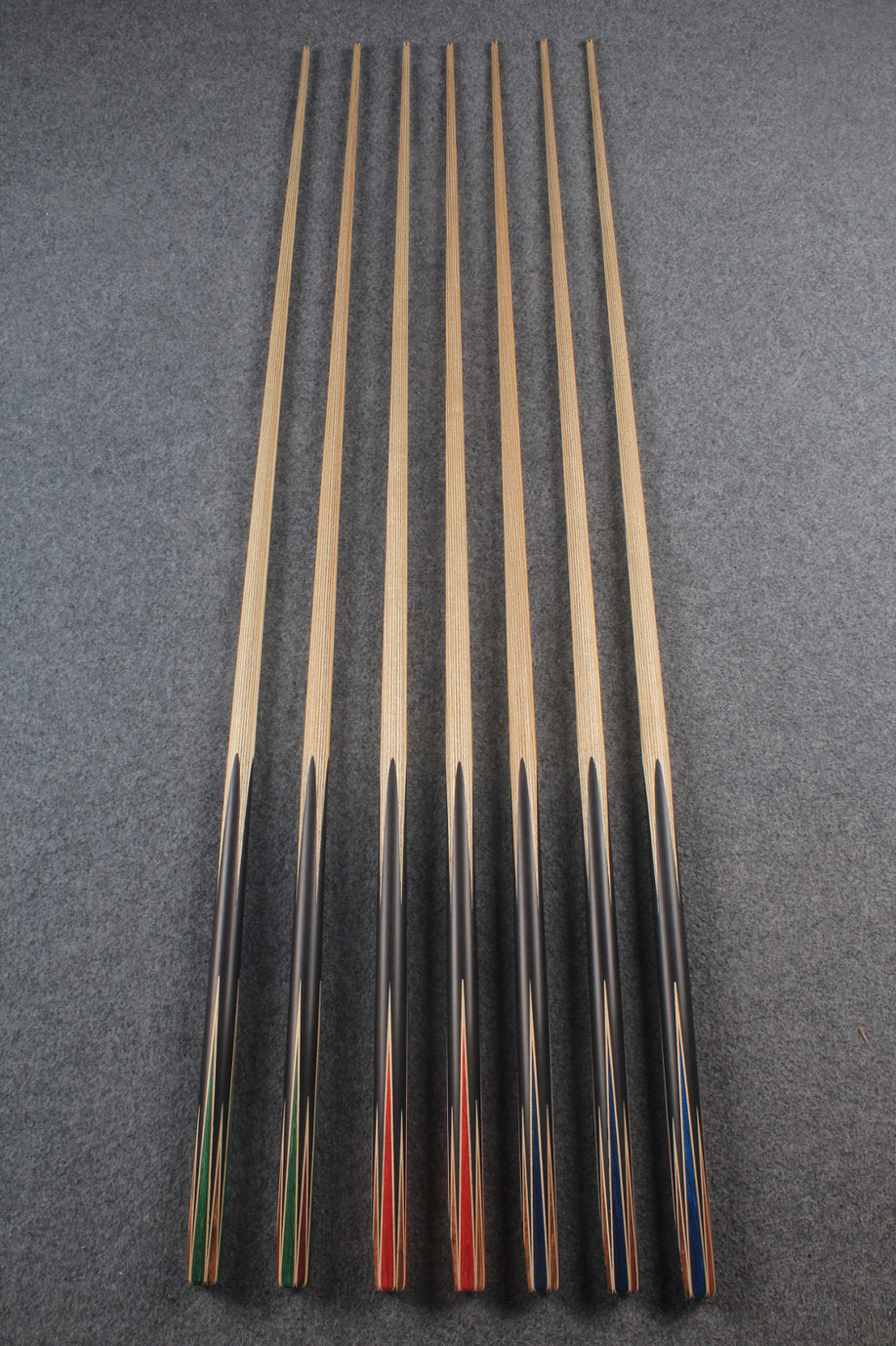 CHEVRONS+ 1 piece ash english pool cue 8 x points butt #5508- #5514 WOODS CUES