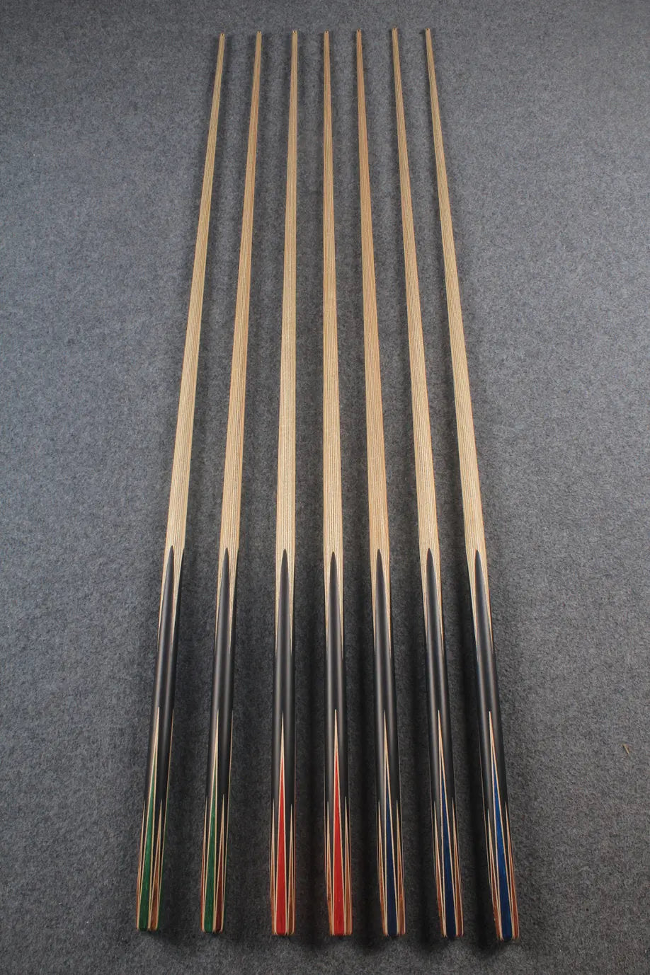 CHEVRONS+ 1 piece ash english pool cue 8 x points butt #5508- #5514 WOODS CUES