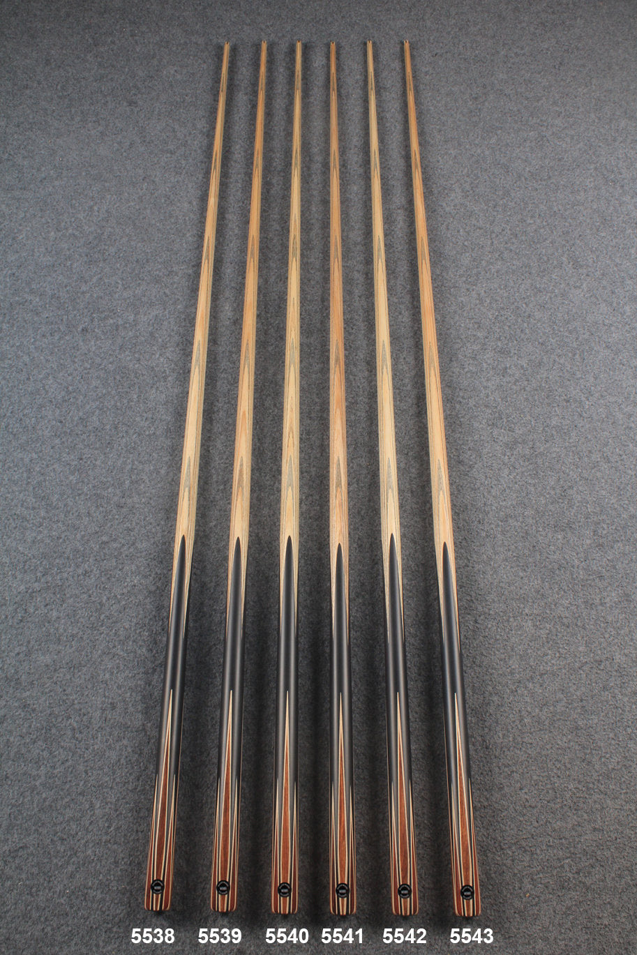 CHEVRONS+ 1 piece ash snooker cue 8 x points butt #5538- #5543 WOODS CUES
