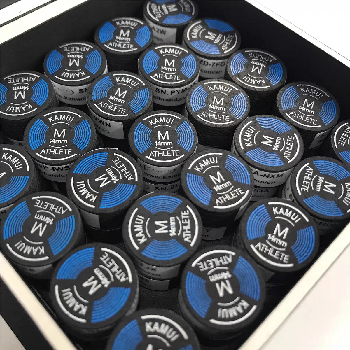 Kamui Black Yellow Leather Cue Tips 14mm SS M H Hardness WOODS CUES