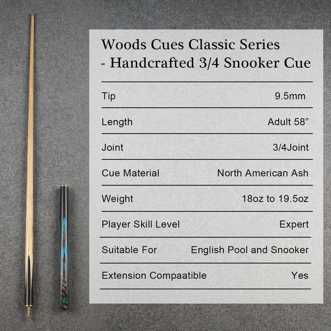 Woods Cues Classic Series — Handcrafted 3/4 Snooker Cue WOODS CUES