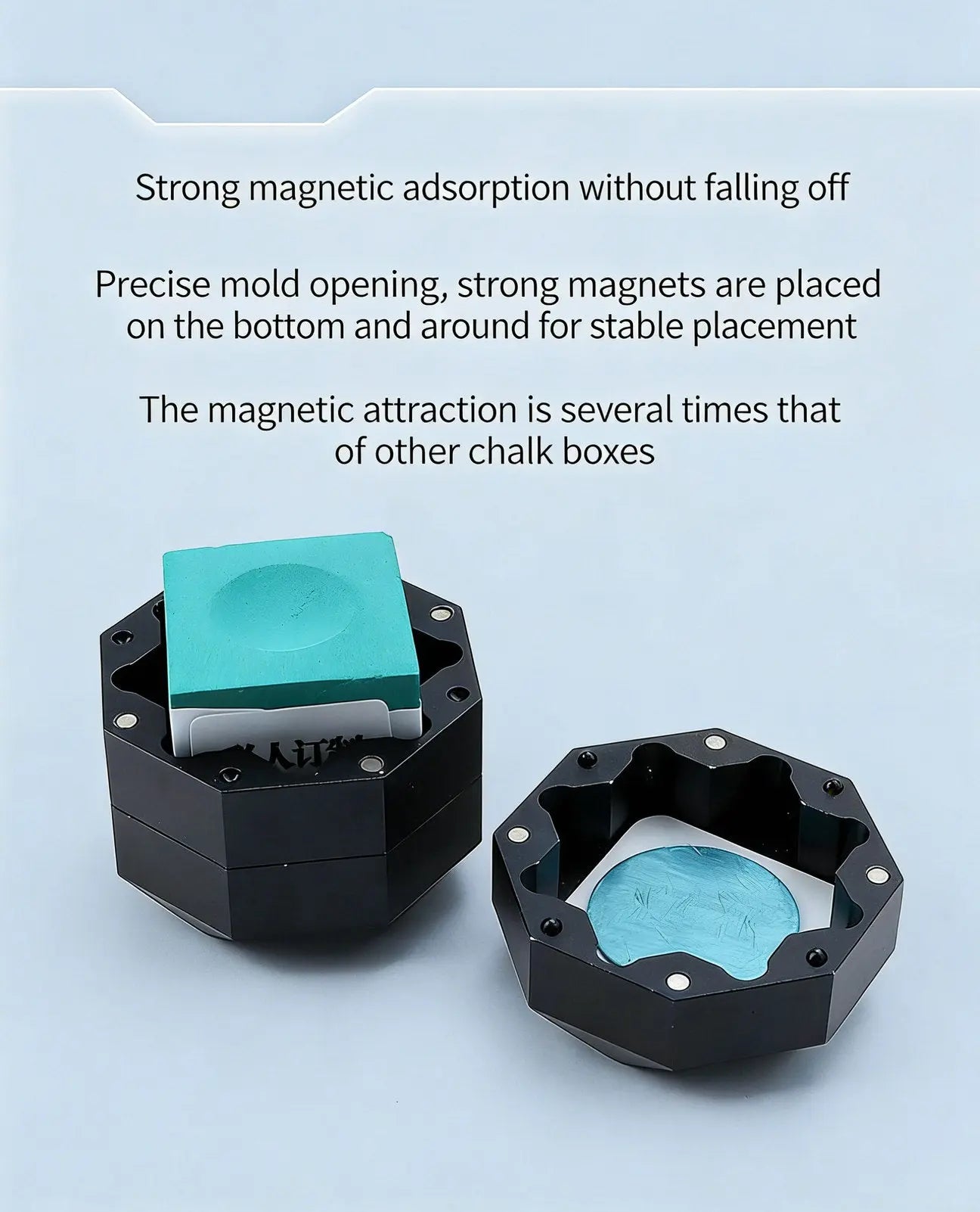 Aluminum Alloy Magnetic Chalk Holder - Round & Square Octagonal Chalk Compatible, Adjustable Multi-Layer Octagonal WOODS CUES