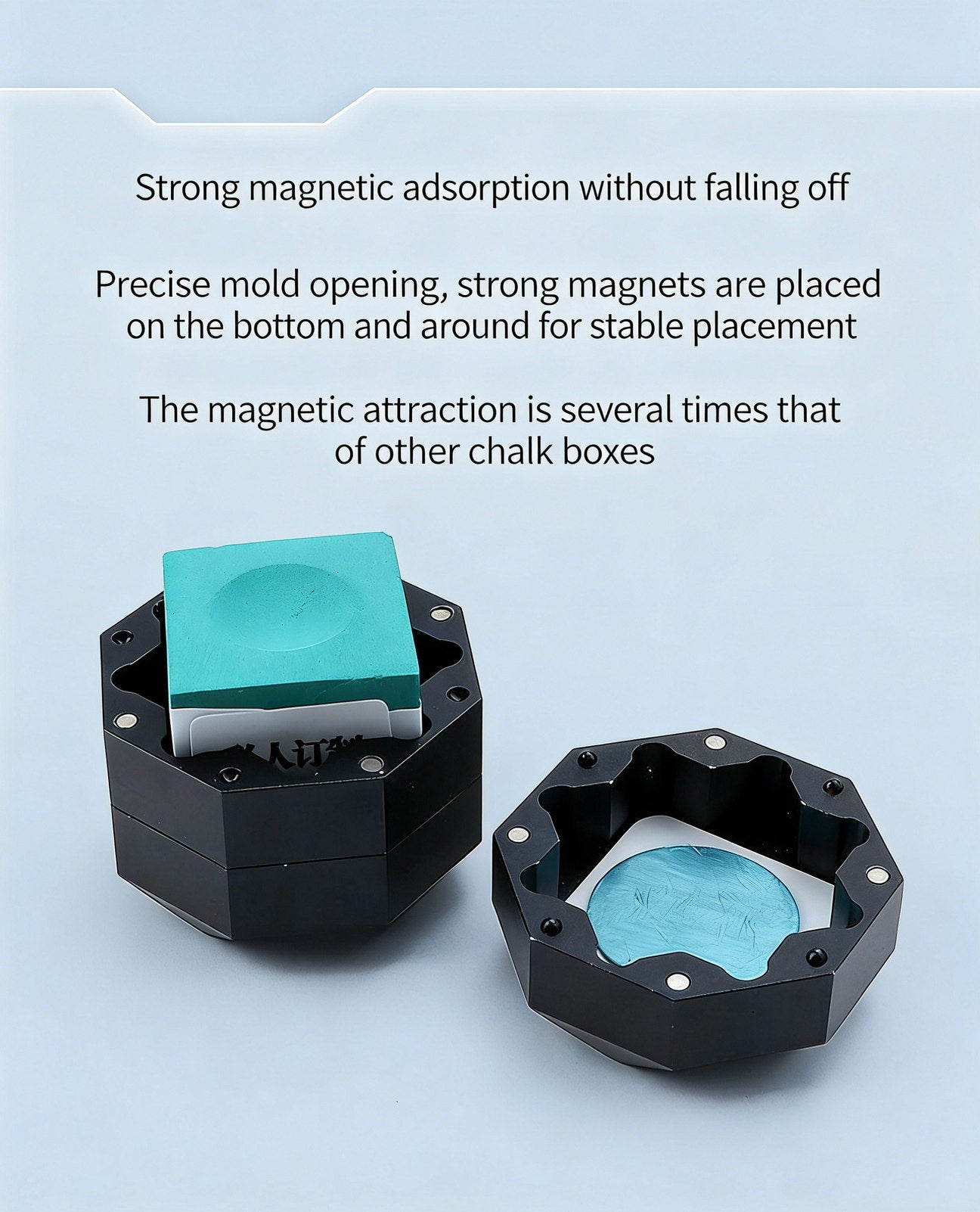 Aluminum Alloy Magnetic Chalk Holder - Round & Square Octagonal Chalk Compatible, Adjustable Multi-Layer Octagonal WOODS CUES