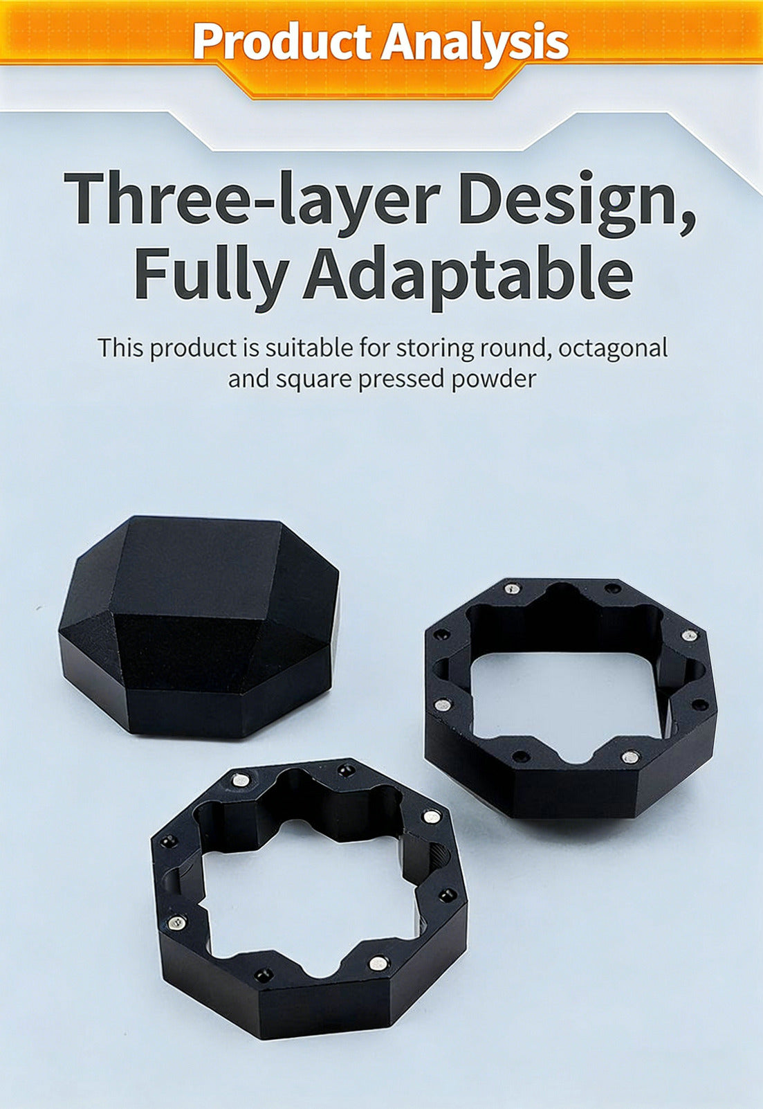 Aluminum Alloy Magnetic Chalk Holder - Round & Square Octagonal Chalk Compatible, Adjustable Multi-Layer Octagonal WOODS CUES