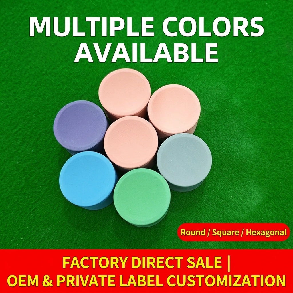 Billiard Chalk OEM Custom Pool Cue Chalk with Premium Individual Packaging, Round Square Hexagonal Snooker Chalk WOODS CUES