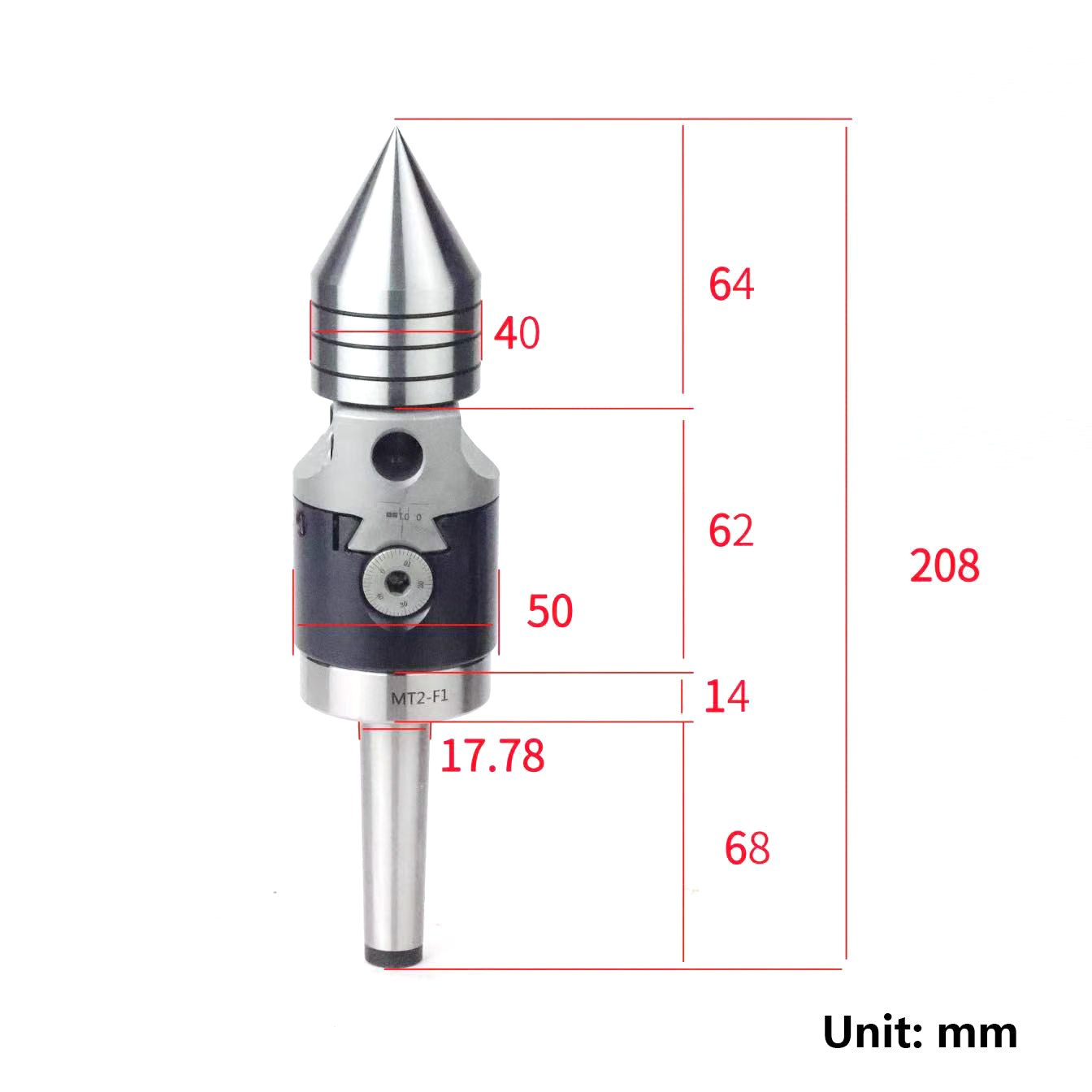 Eccentric Adjustable Live Center for Billiard Cue Lathe - MT2 Morse Taper, High Precision WOODS CUES
