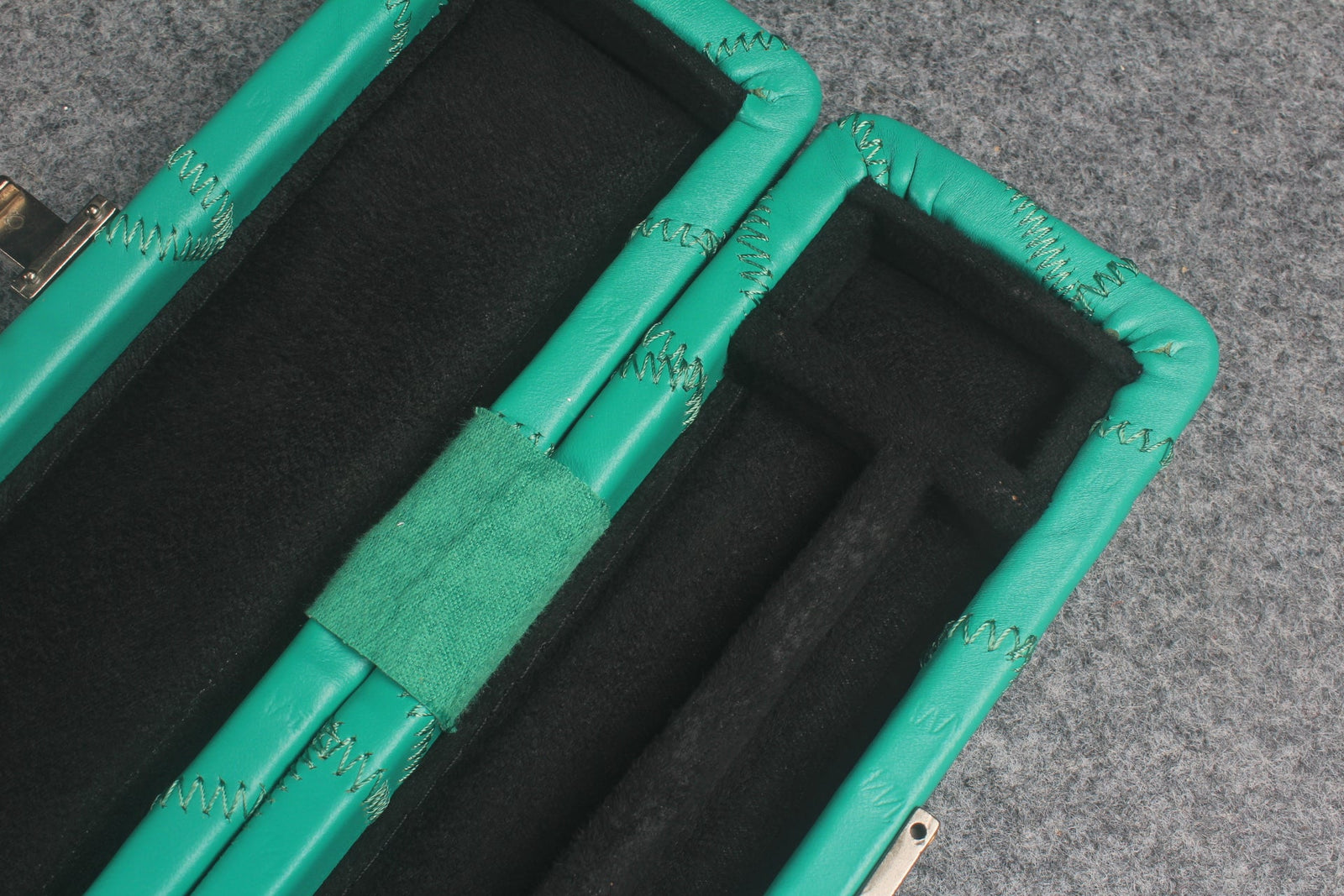 1 piece real Leather handmade patchwork snooker cue case with 2 slots(chalk area inside) WOODS CUES