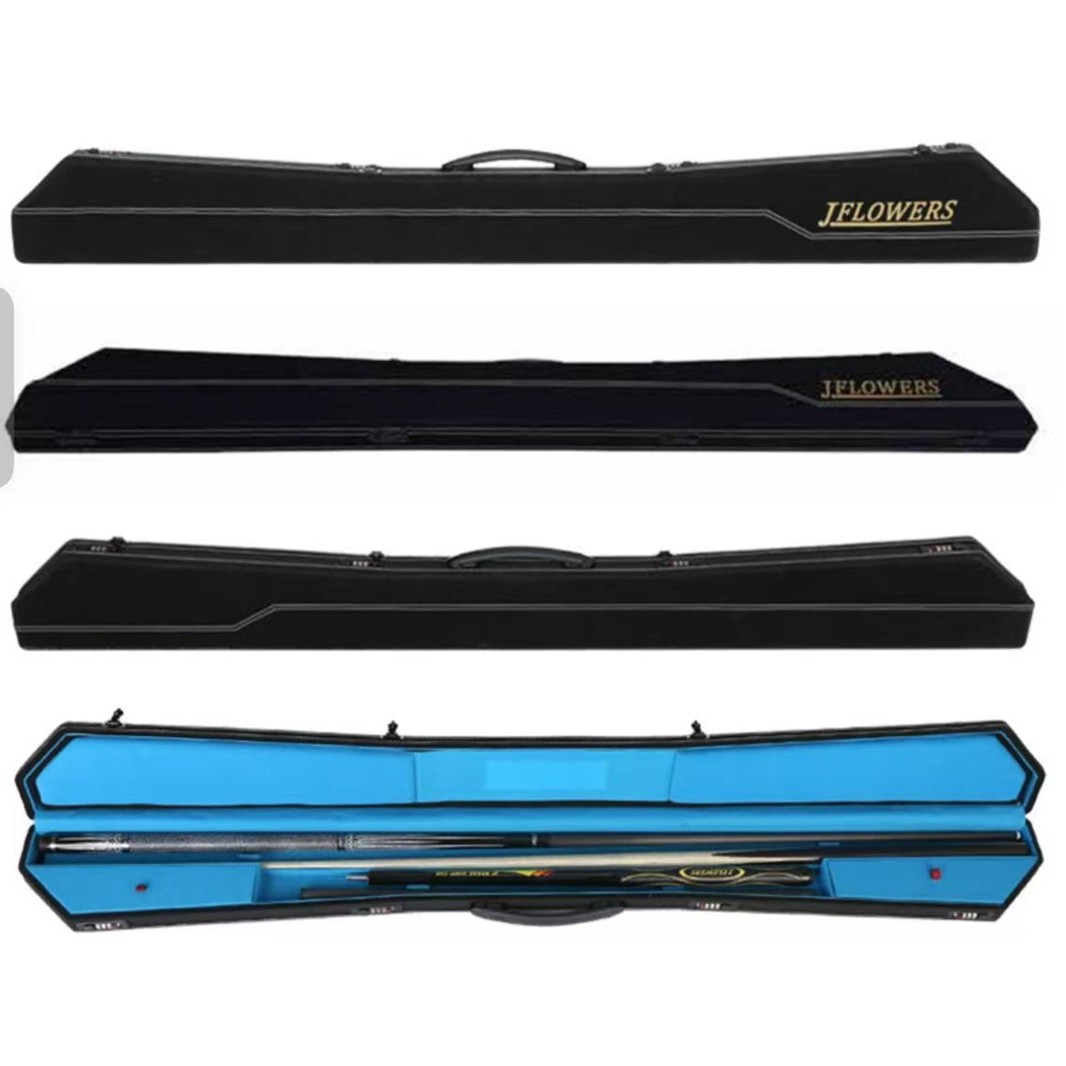 JF Premium Hard Cue Case - High-Capacity Billiard Pool Cue Carrying Case with Combination Lock & Luxury Storage for Cue Accessories J.FLOWERS