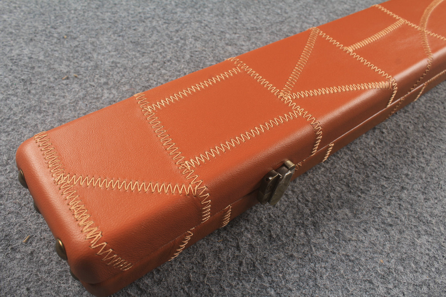 1 piece real Leather handmade patchwork snooker cue case with 2 slots