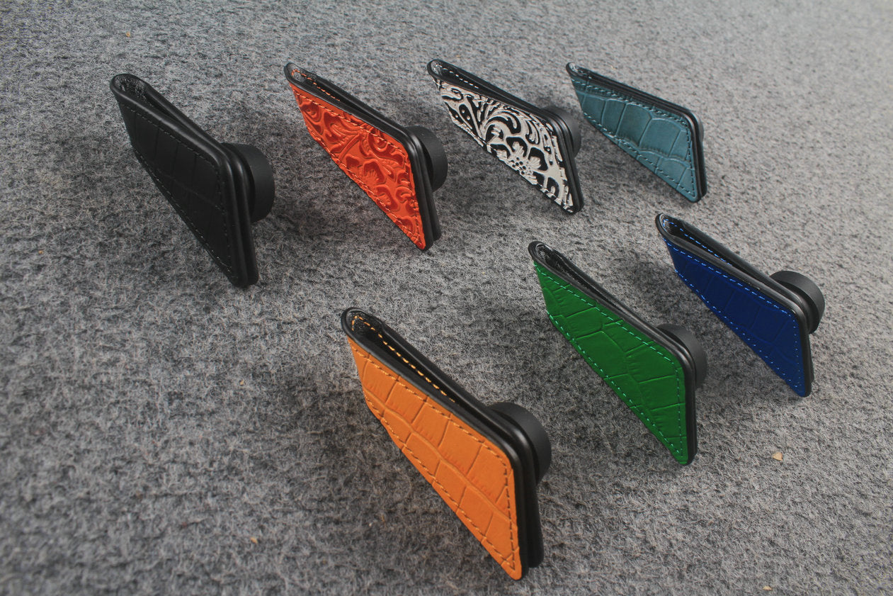 Genuine Leather Magnetic Chalk Holder — Trapezoid Shape, Dual-Side Strong Magnet, Multi-Color WOODS CUES