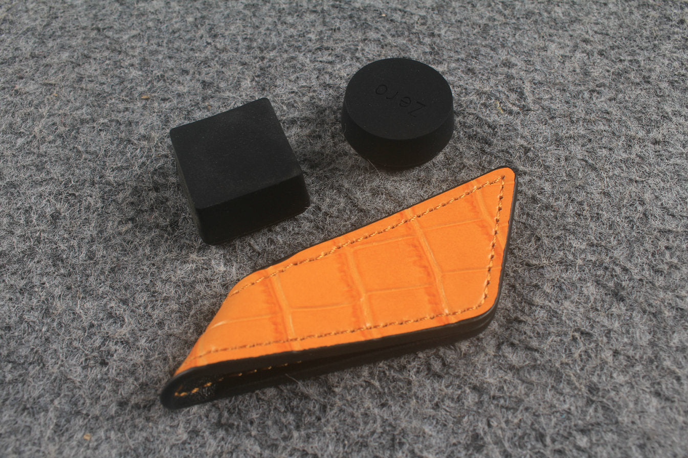 Genuine Leather Magnetic Chalk Holder — Trapezoid Shape, Dual-Side Strong Magnet, Multi-Color WOODS CUES