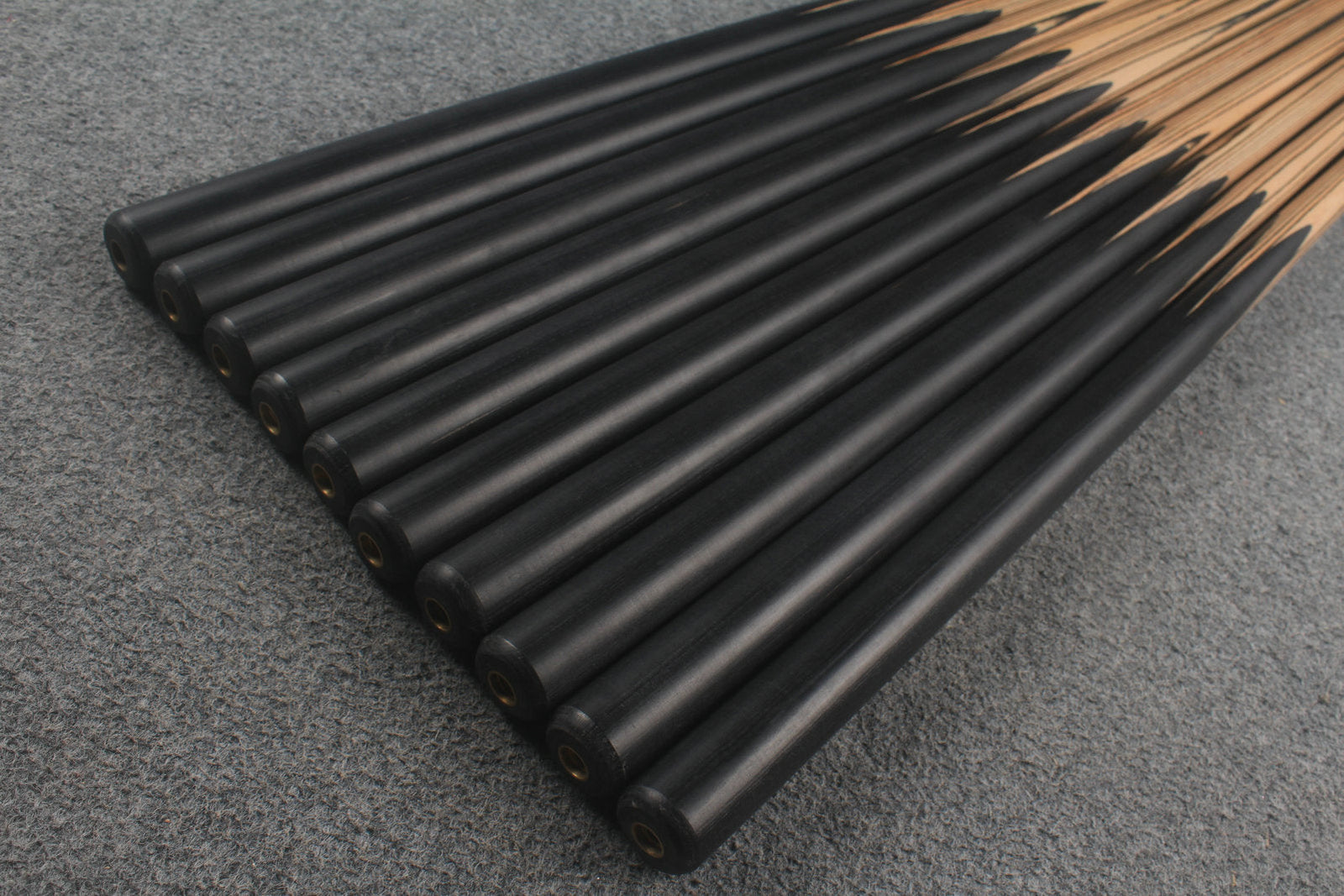 1-Piece black wood butt English Pool cue -8.5mm Tip WOODS CUES