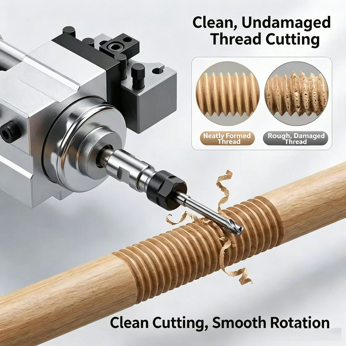 Power Drill Milling Cutter for Billiard Cue Lathe - Precision Thread Cutting, Metric/Inch Switchable WOODS CUES