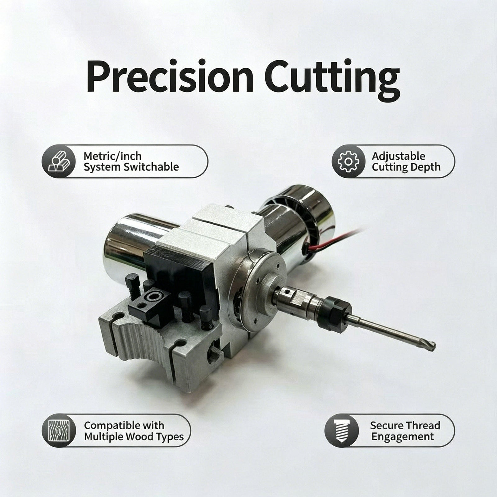 Power Drill Milling Cutter for Billiard Cue Lathe - Precision Thread Cutting, Metric/Inch Switchable WOODS CUES