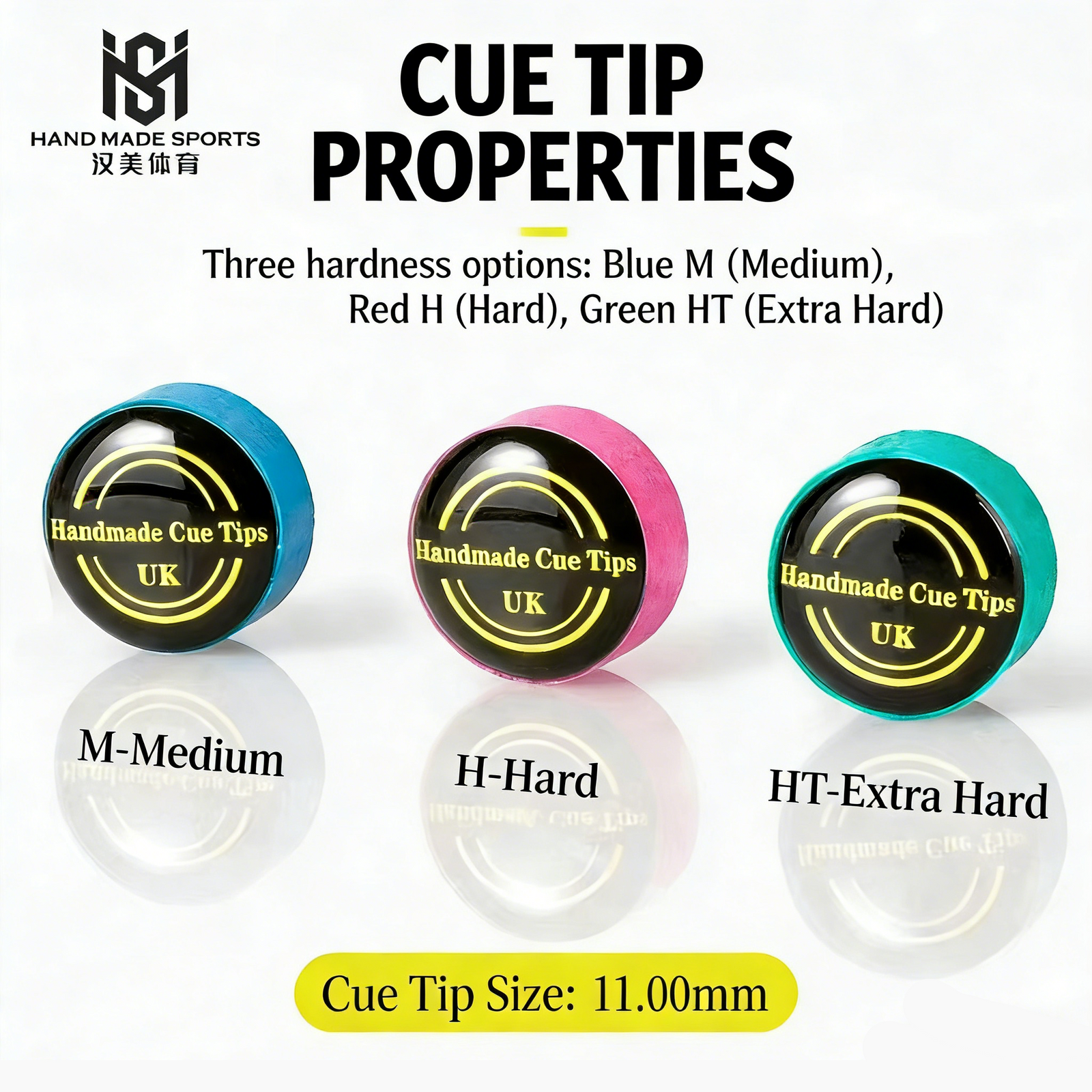 11mm Handcrafted Snooker Cue Tip - Premium British Leather for Pro Small Tip Cues