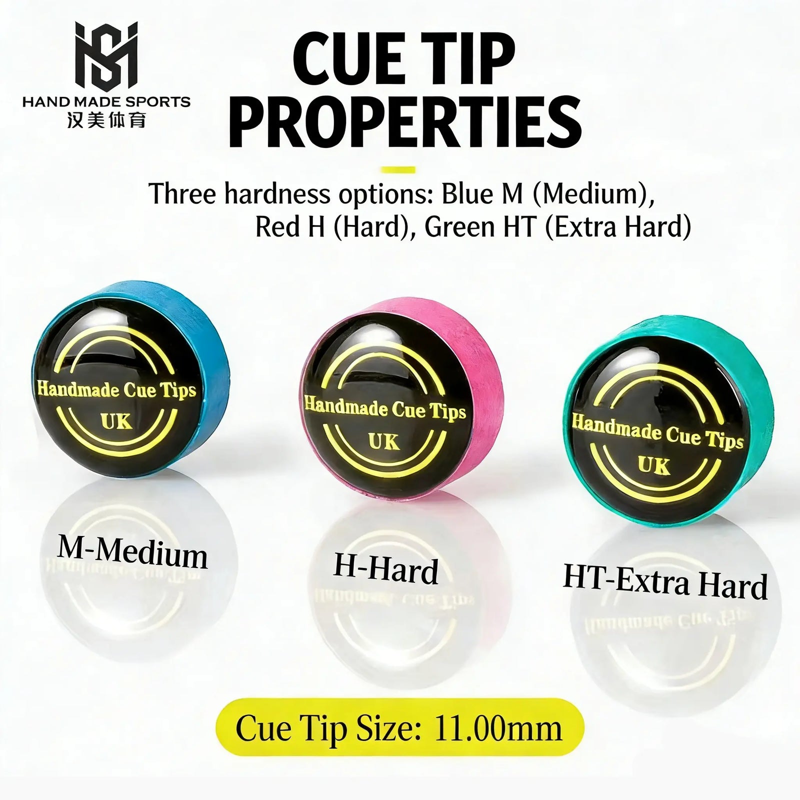11mm Handcrafted Snooker Cue Tip - Premium British Leather for Pro Small Tip Cues WOODS CUES