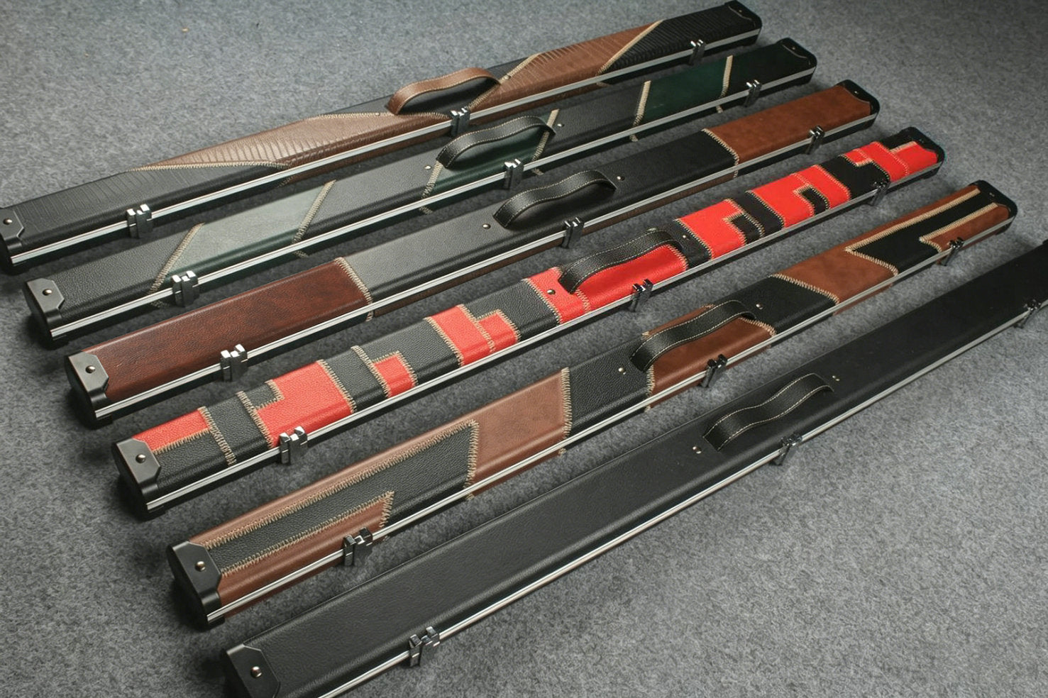 3/4 leather case aluminium construction with 2 slots ~halo style WOODS CUES