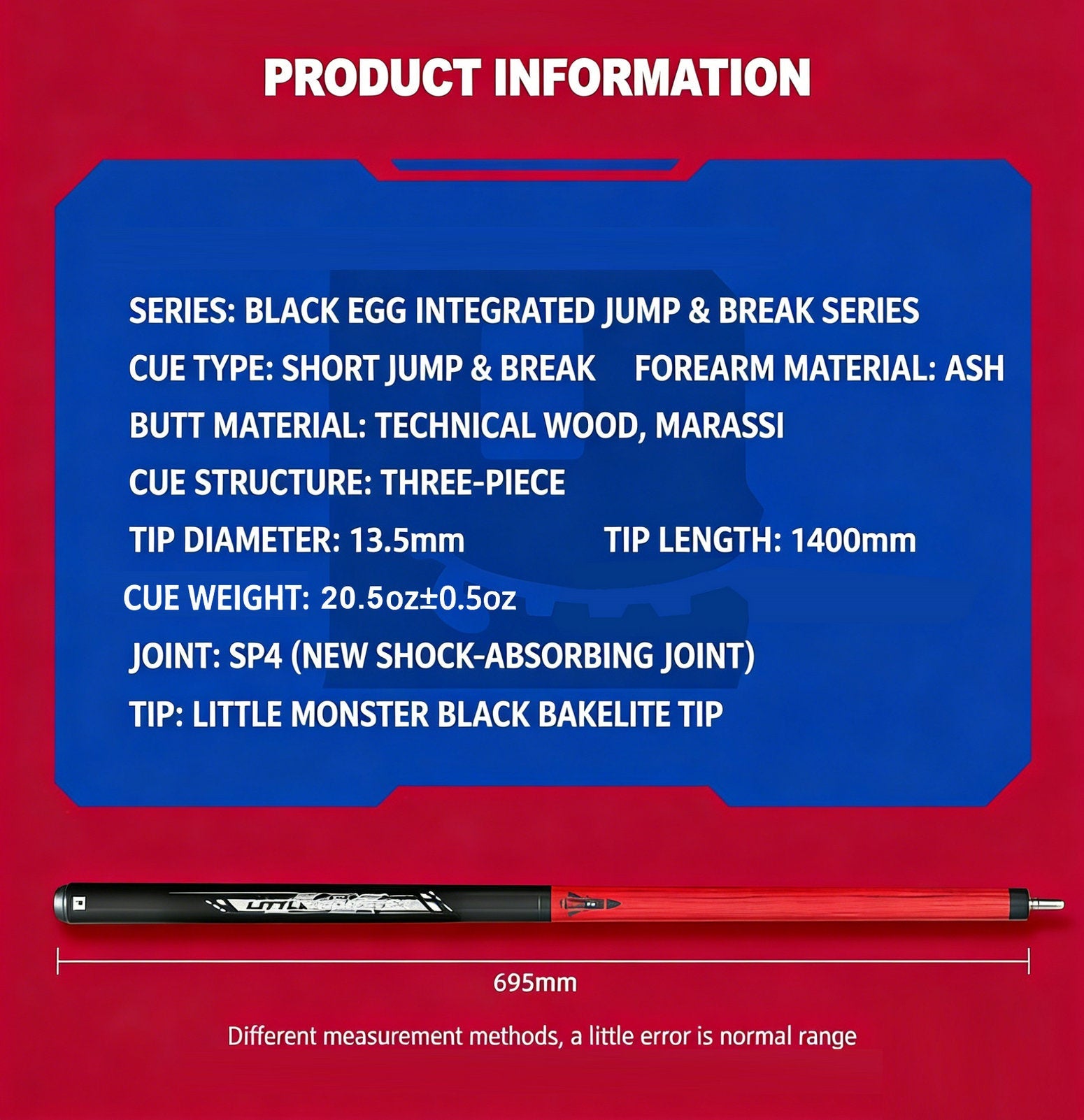 Short Jump & Break All-in-One Cue | Chinese 8-Ball Black Tech LTOMSTRE