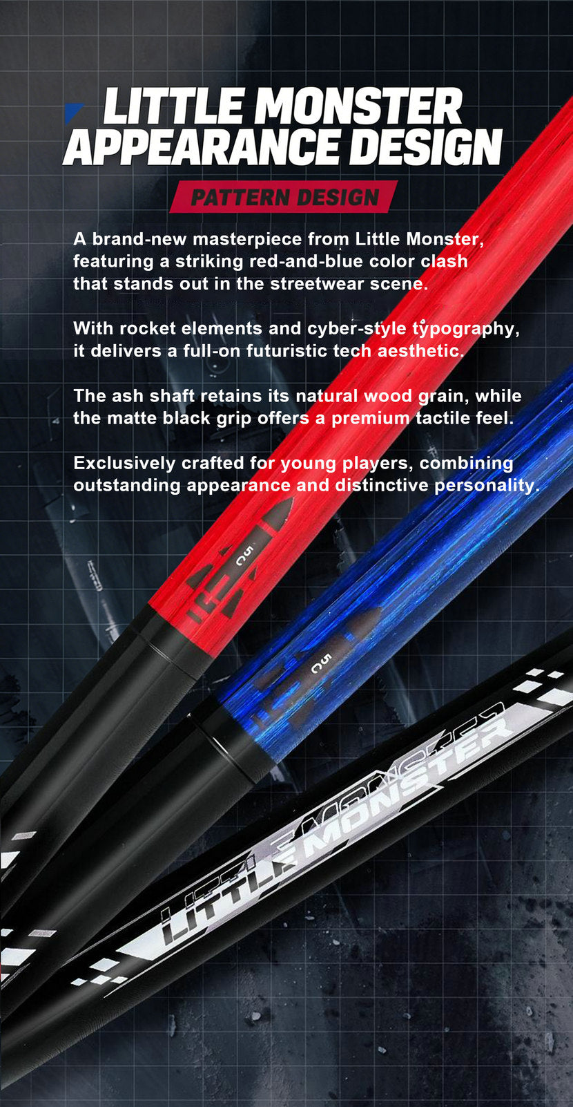 Short Jump & Break All-in-One Cue | Chinese 8-Ball Black Tech LTOMSTRE