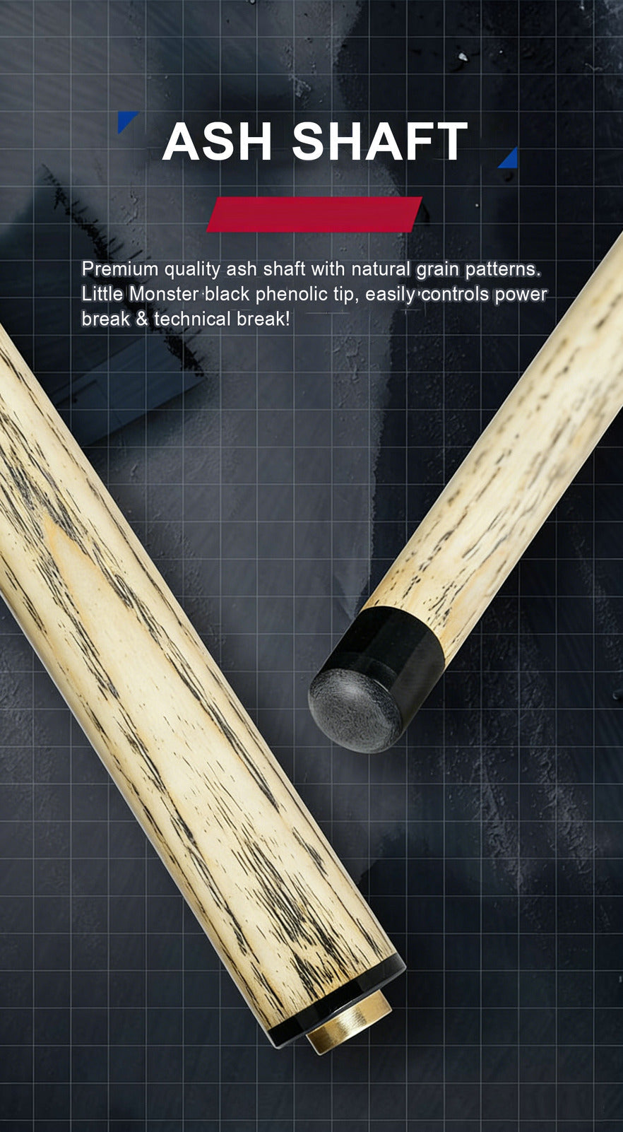 Short Jump & Break All-in-One Cue | Chinese 8-Ball Black Tech LTOMSTRE