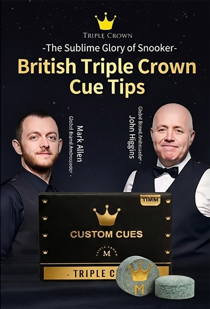 Triple Crown Series - CUSTOM CUES Premium Laminated Leather Cue Tip for Snooker & Pool (8-Ball) Triple Crown