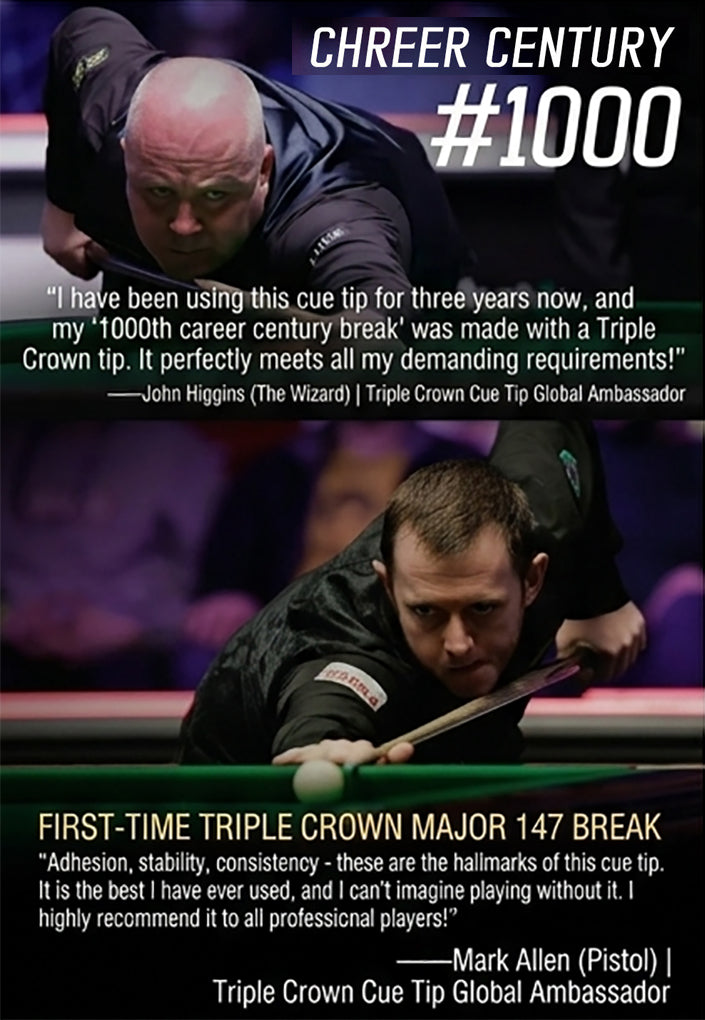 Triple Crown Series - CUSTOM CUES Premium Laminated Leather Cue Tip for Snooker & Pool (8-Ball) Triple Crown
