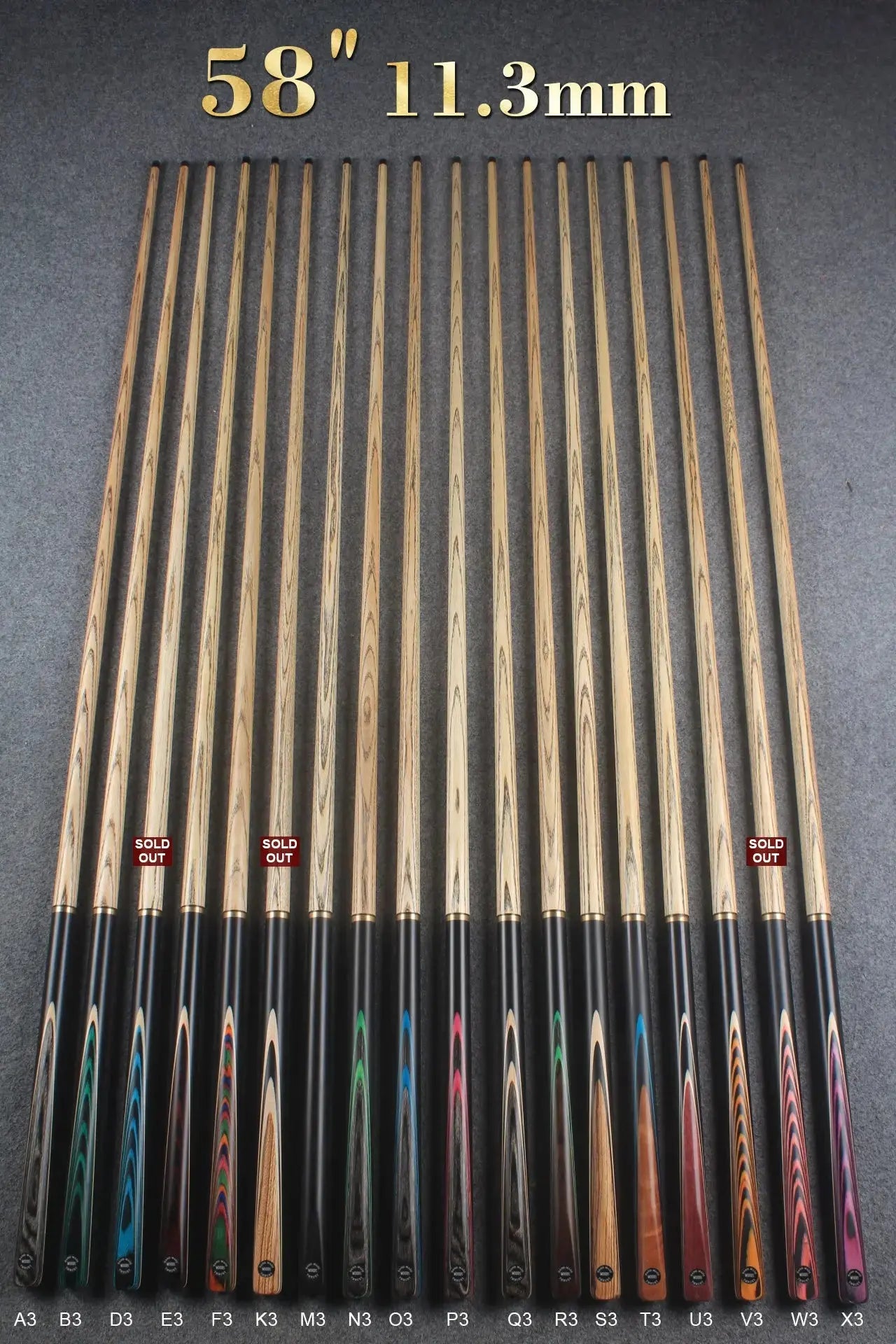 3/4 ASH 57''/58'' BREAK CUE 11 mm/ 11.3 mm/ 12 mm tip WOODS CUES