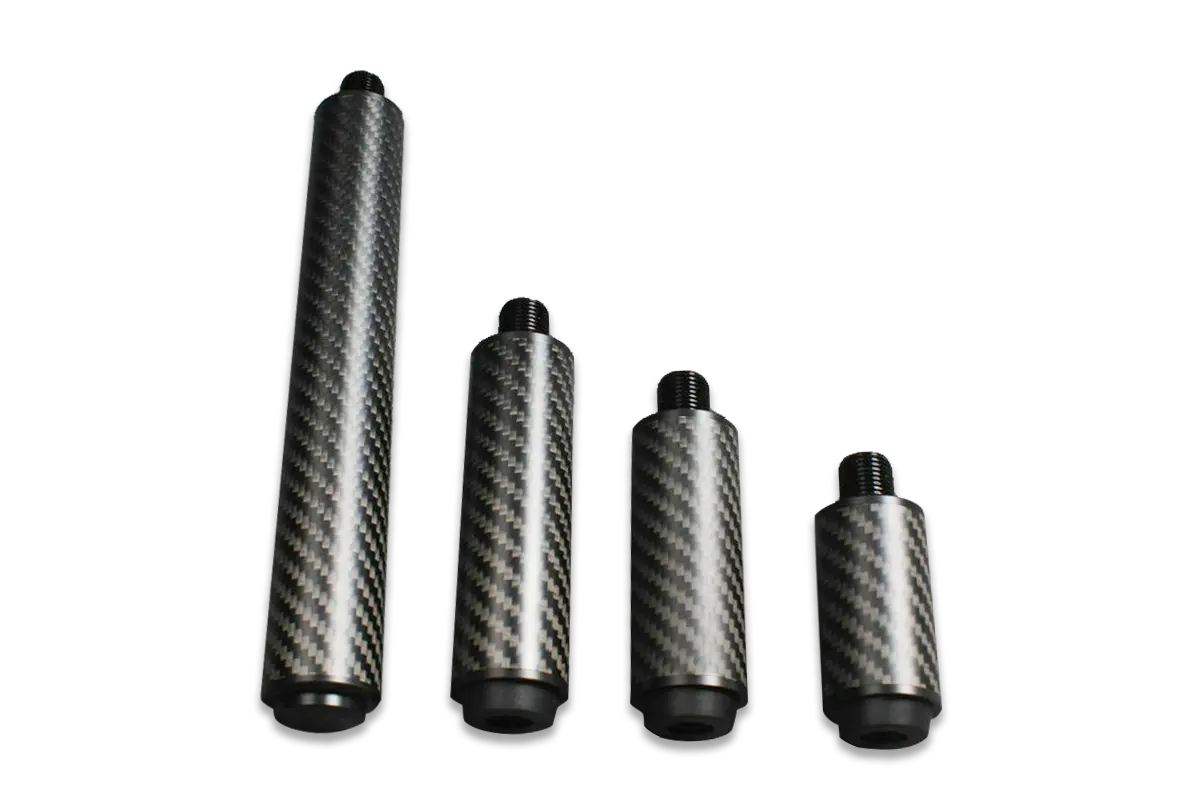 carbon fiber extension 2", 3”, 4", 8" extender fits on uni-loc cartridge system predator cues