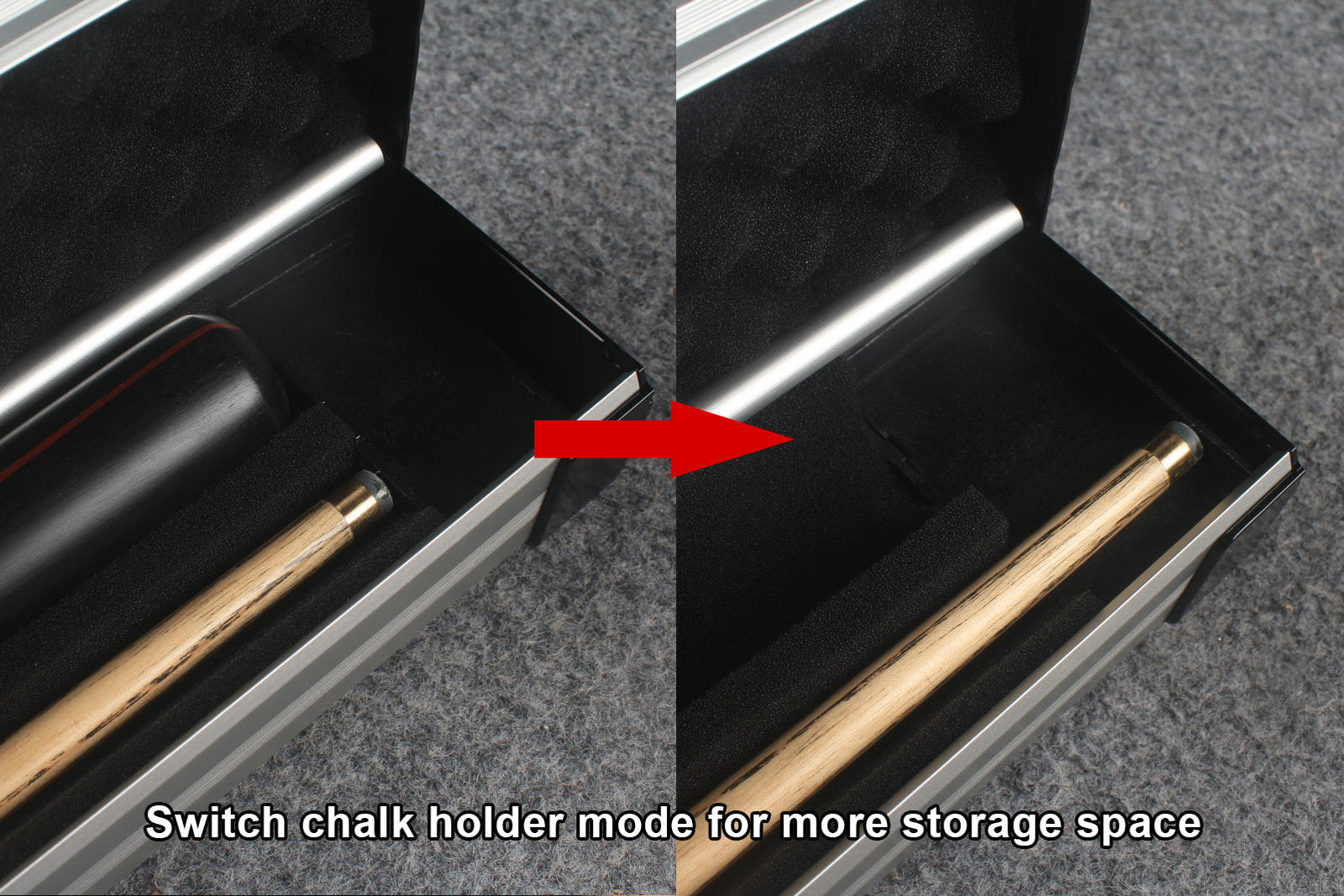 Premium Aluminium Snooker Cue Case – 2 Slots, Adjustable 148/152cm Interior WOODS CUES