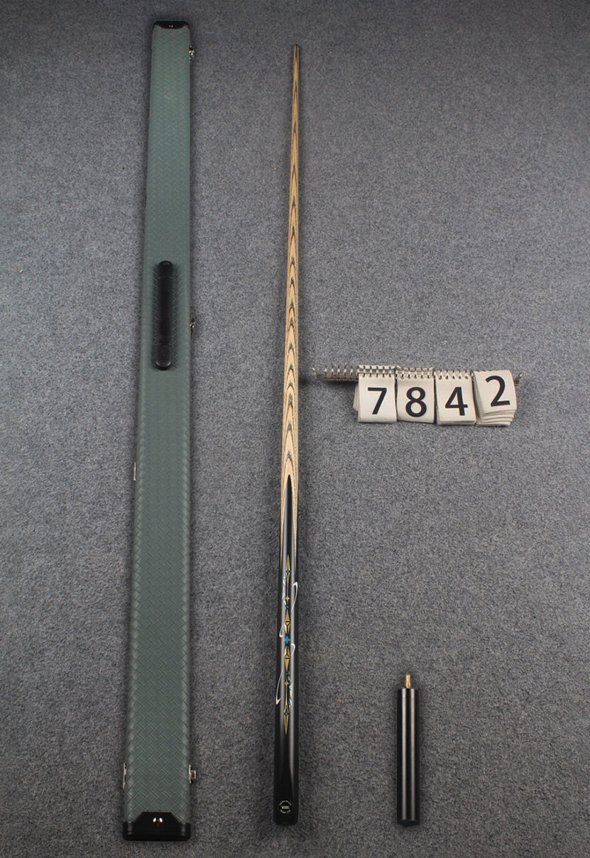 1 piece ash inlay english pool cue #7842 WOODS CUES