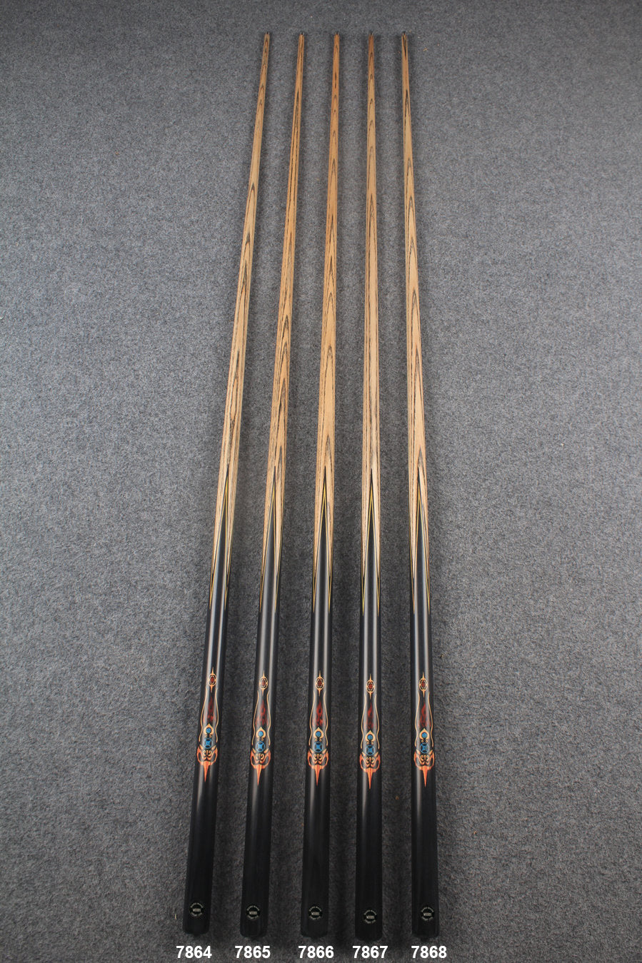1 piece ash inlay snooker cue  #7864-#7868