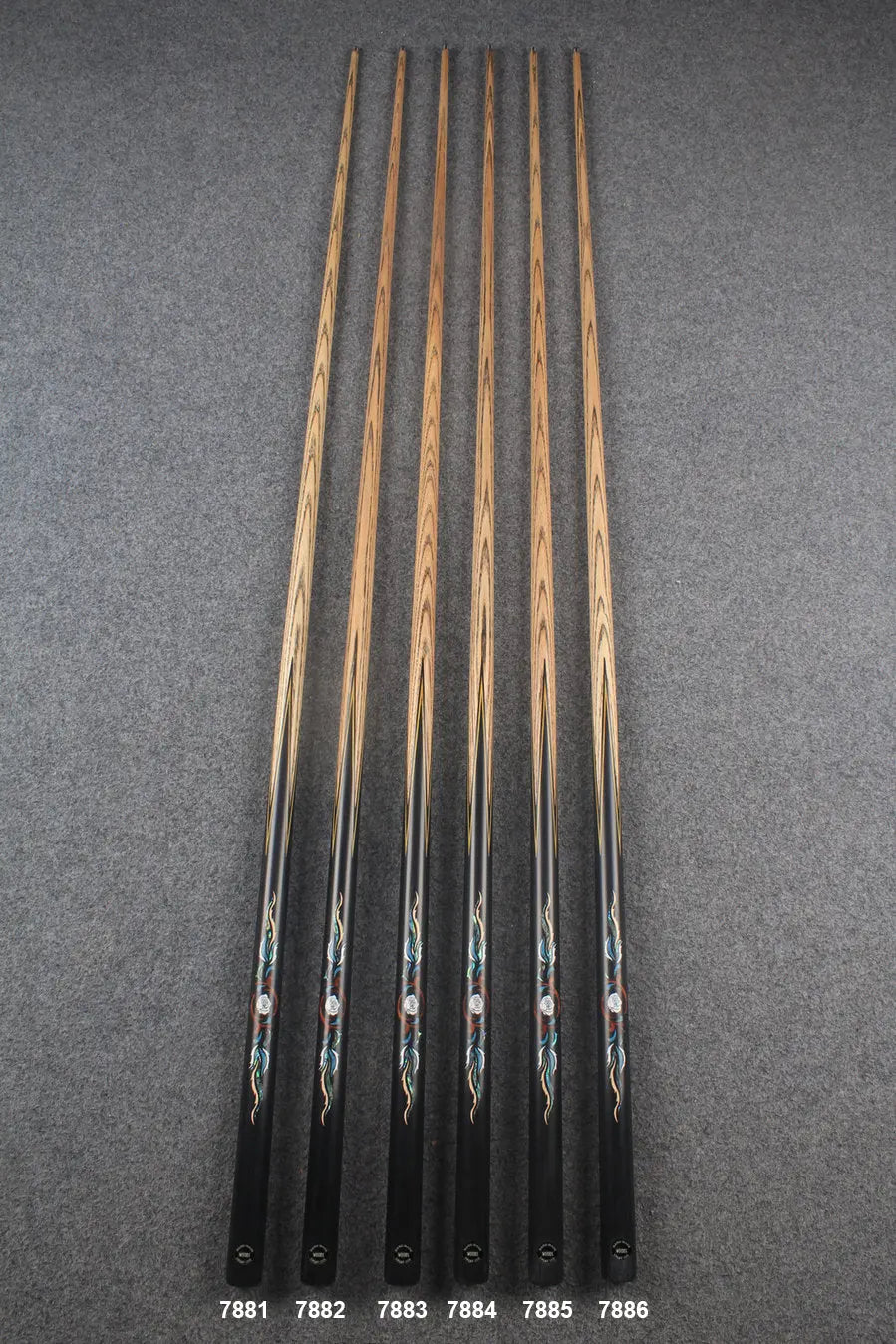 1 piece ash inlay snooker cue #7881-#7886 WOODS CUES