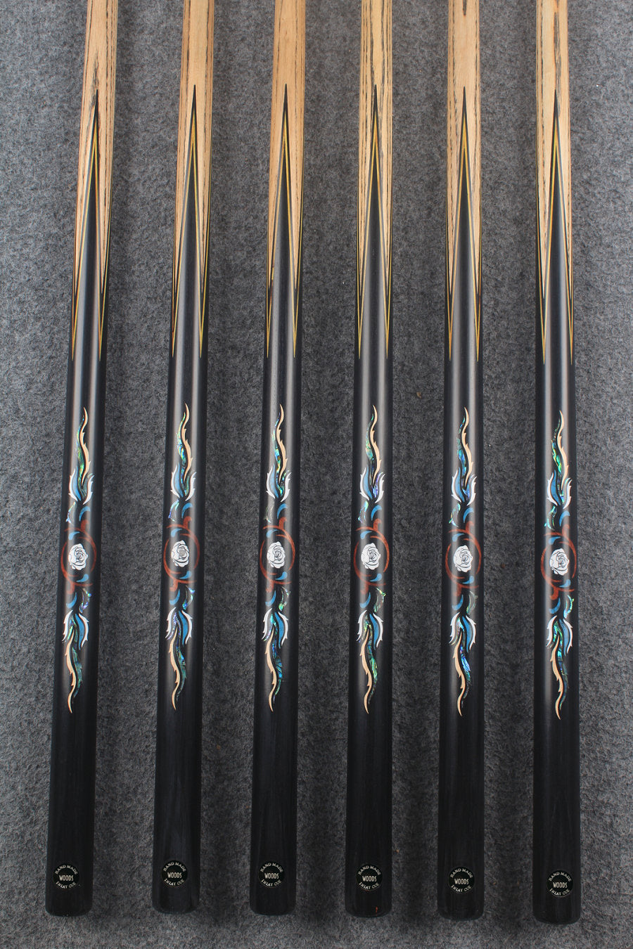 1 piece ash inlay english pool cue #7887-#7892 WOODS CUES