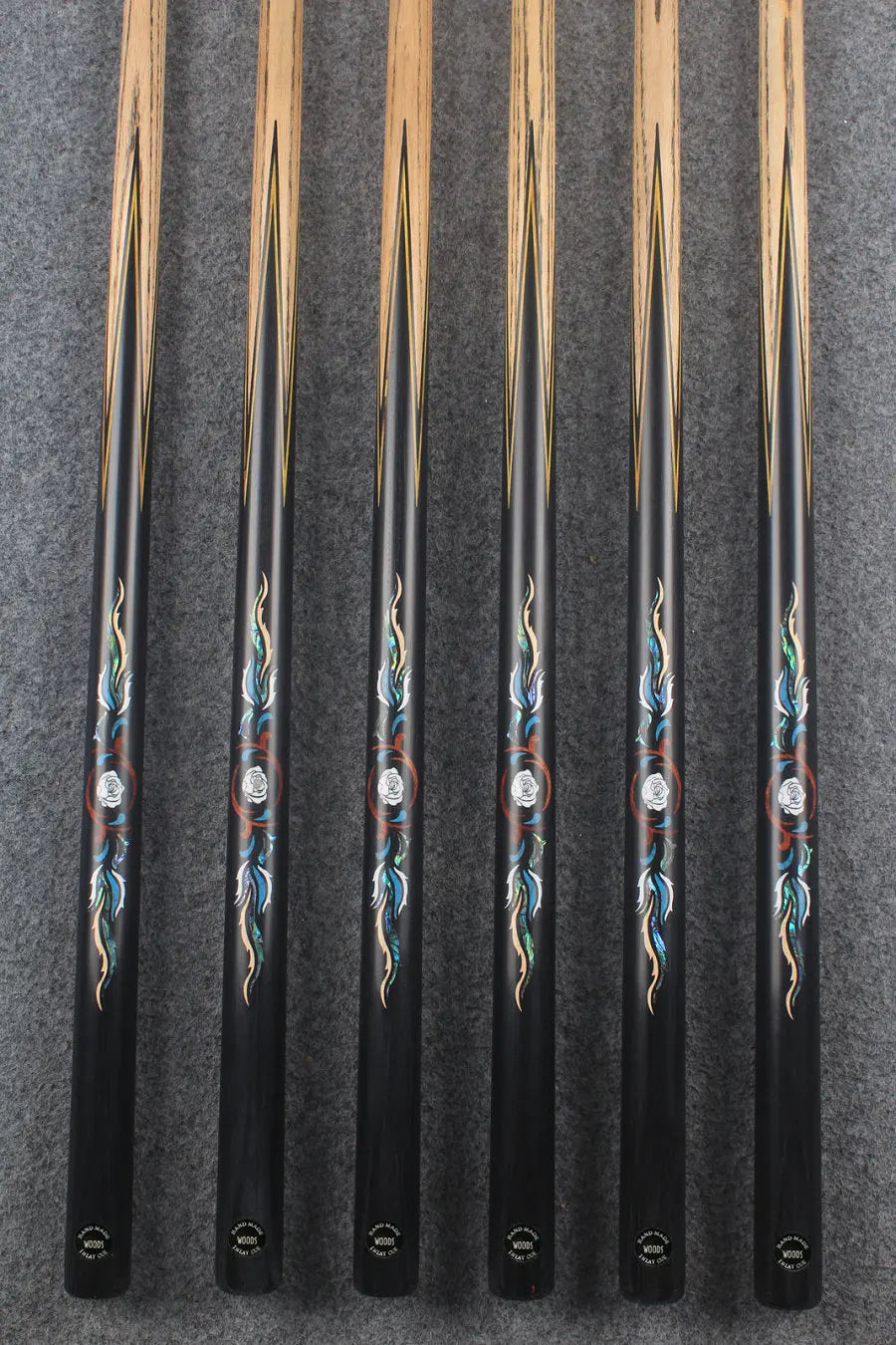 1 piece ash inlay english pool cue #7887-#7892 WOODS CUES