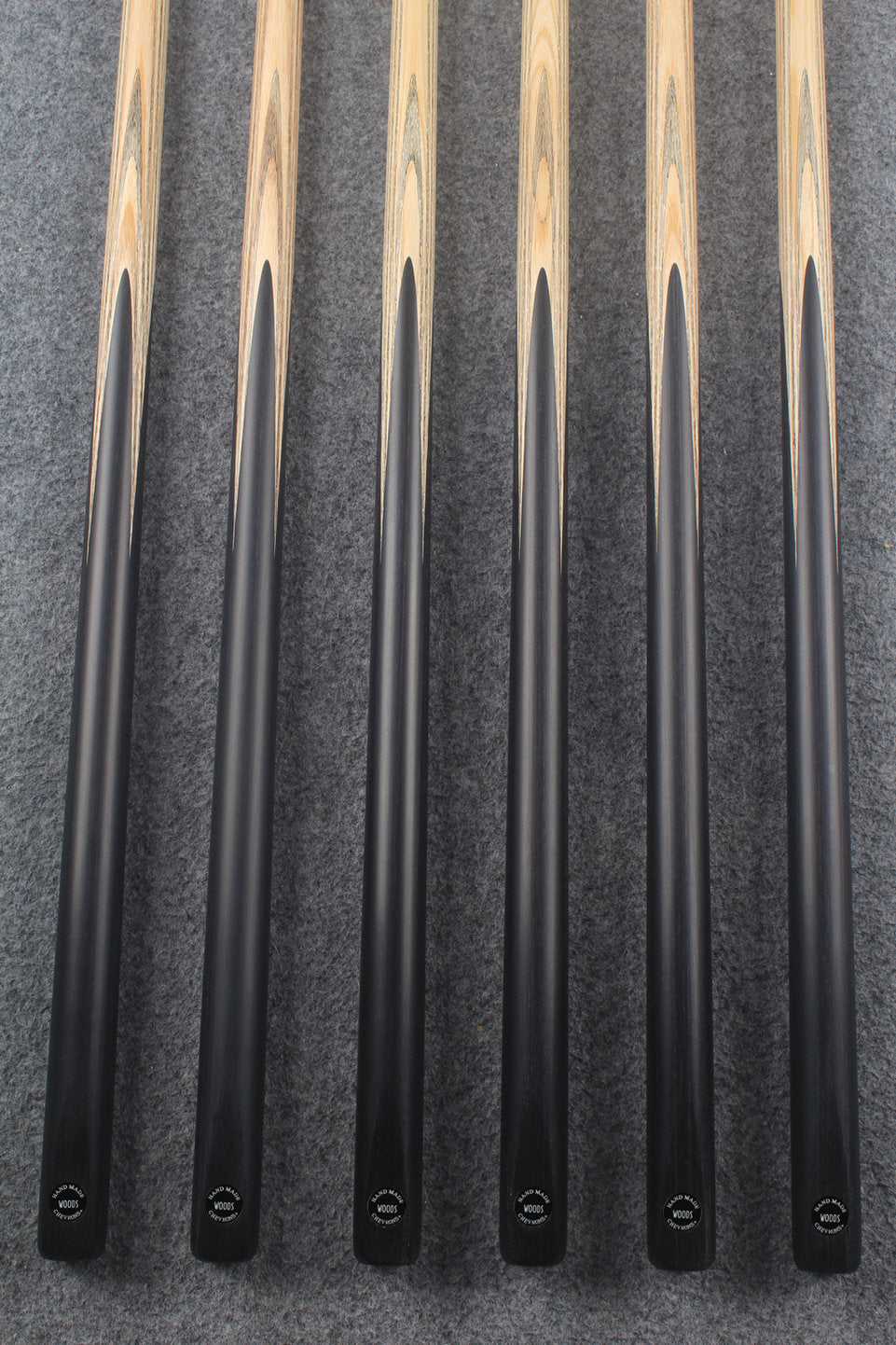 CHEVRONS+ 1 piece ash english pool cue #7963- #7968 WOODS CUES