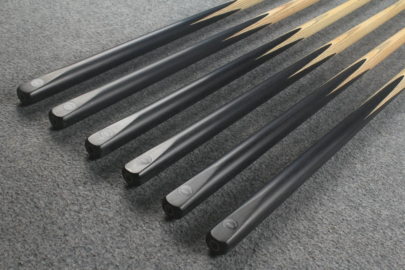 CHEVRONS+ 1 piece ash english pool cue #7963- #7968 WOODS CUES