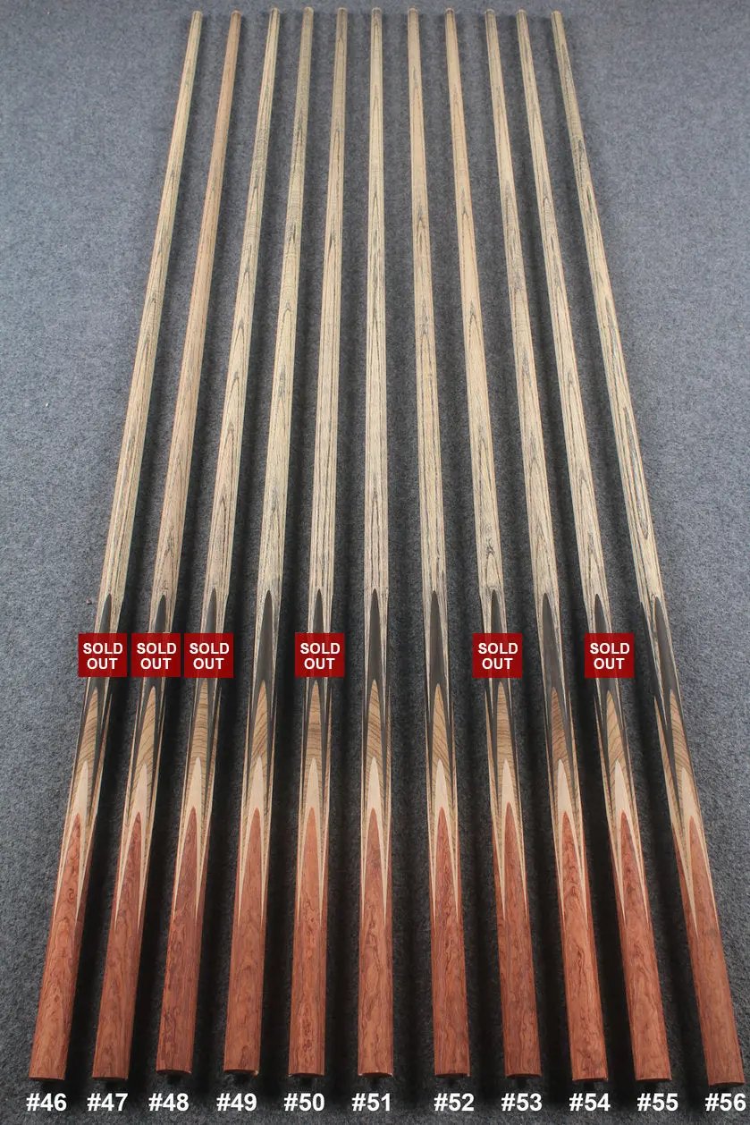 custom-made: woods 1 piece handmade ASH snooker / pool cue #46-#56 - made to order WOODS CUES