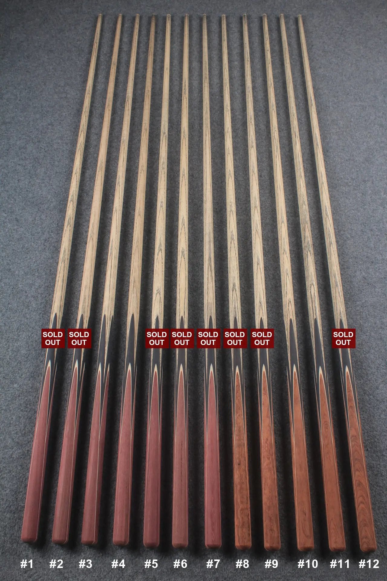 custom-made: woods 1 piece handmade ASH snooker / pool cue #1-#12 - made to order WOODS CUES