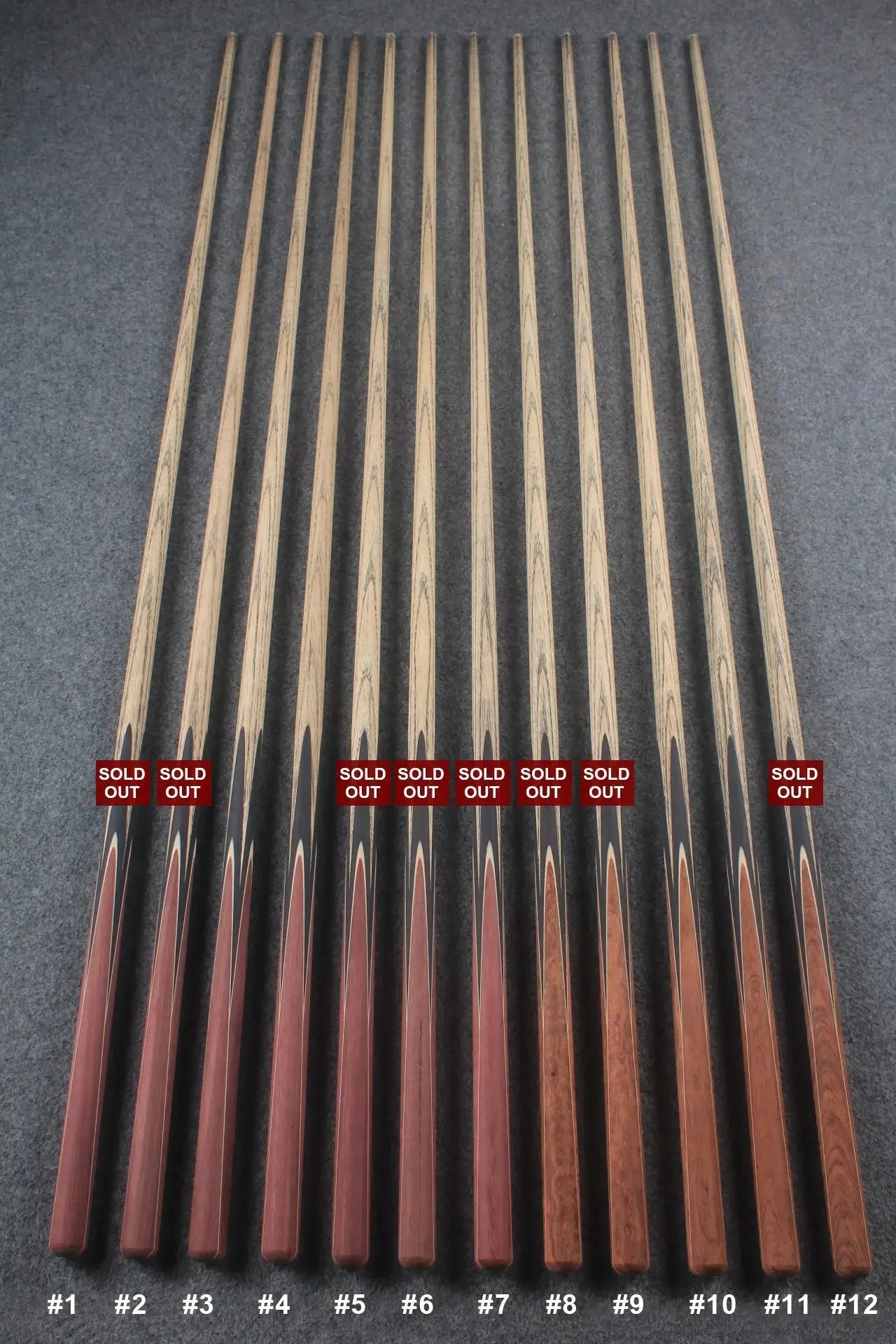custom-made: woods 1 piece handmade ASH snooker / pool cue #1-#12 - made to order WOODS CUES