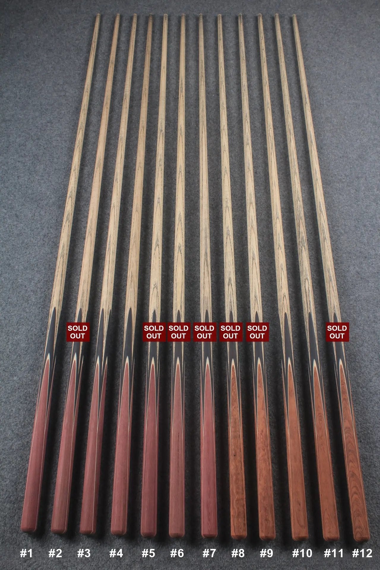 custom-made:  woods 1 piece handmade ASH snooker / pool cue #1-#12 - made to order WOODS CUES