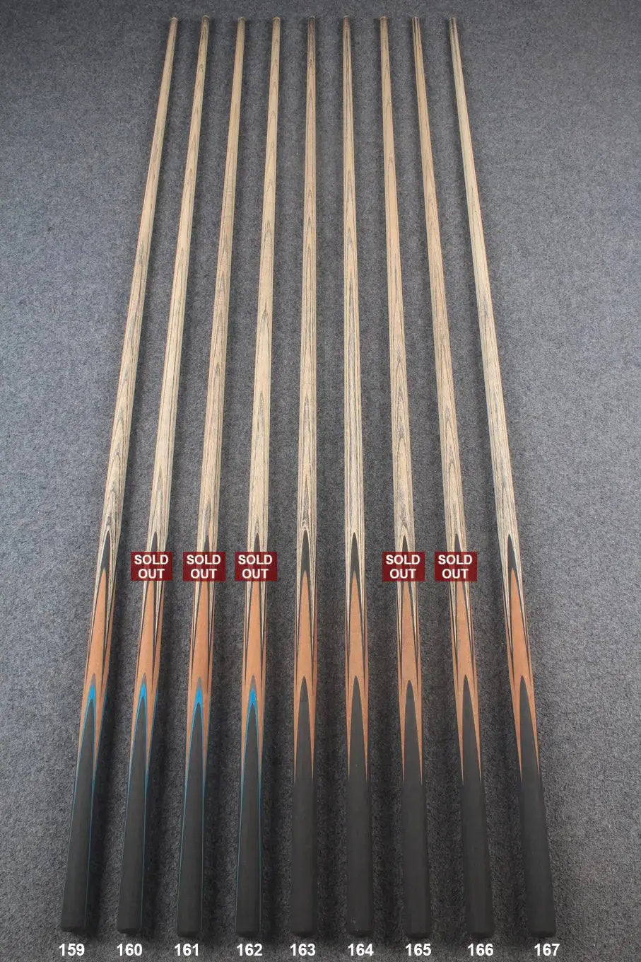 custom-made: woods 1 piece handmade ASH snooker / pool cue #159-#167 - made to order WOODS CUES