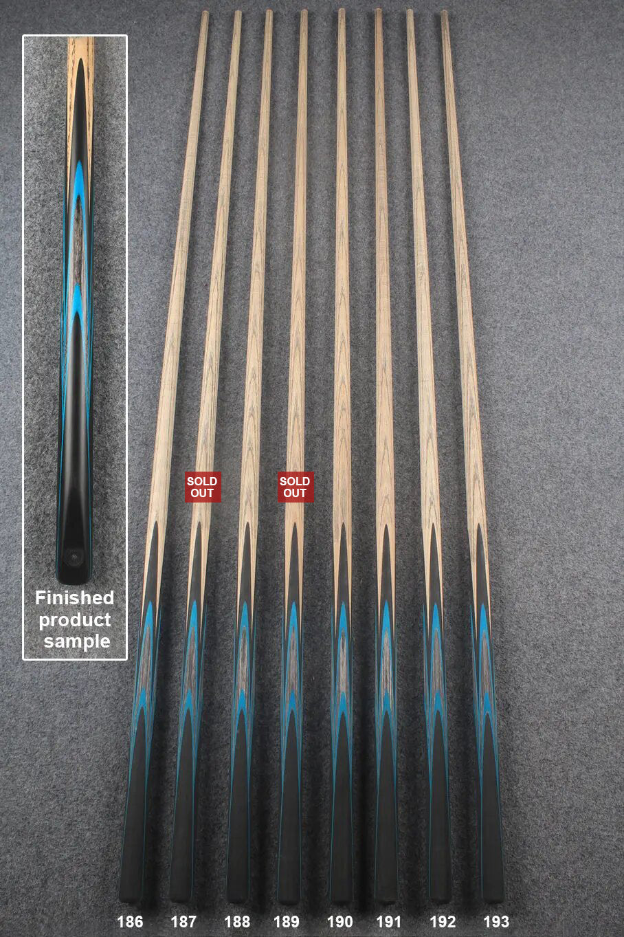 custom-made: woods 1 piece handmade ASH snooker / pool cue #186-#193 - made to order WOODS CUES