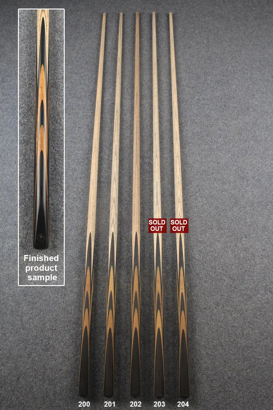 custom-made: woods 1 piece handmade ASH snooker / pool cue #200-#204 - made to order WOODS CUES