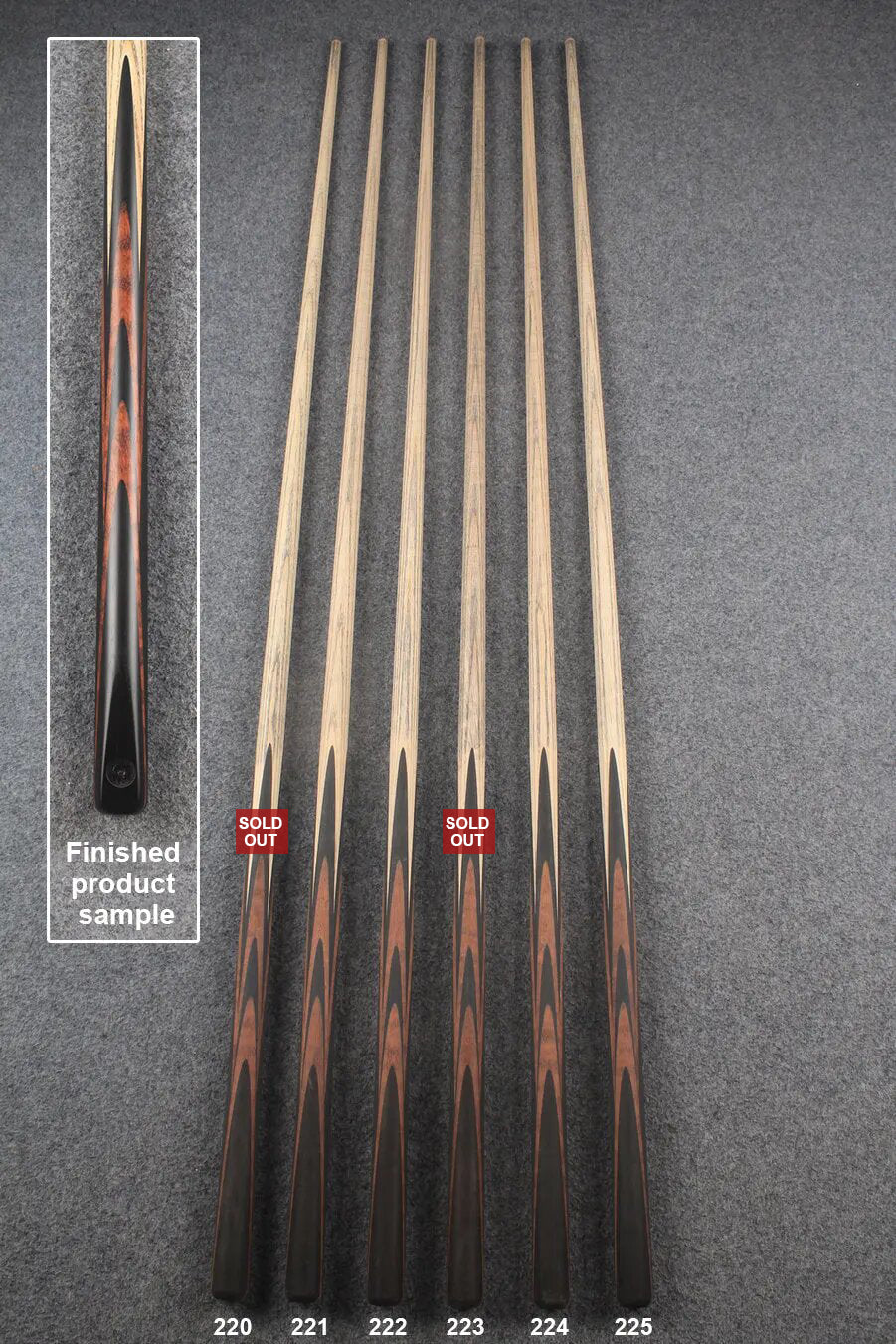 custom-made: woods 1 piece handmade ASH snooker / pool cue #220-#225 - made to order WOODS CUES